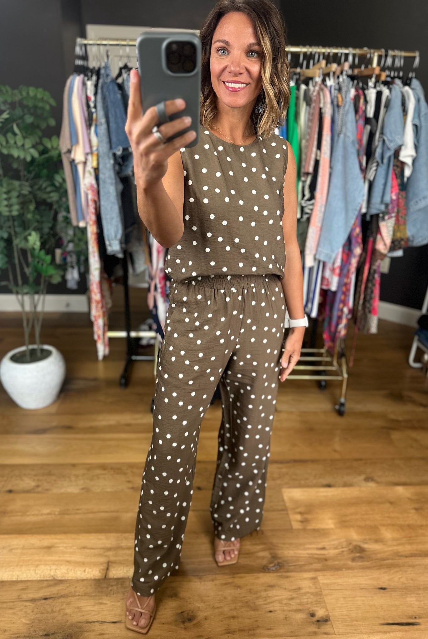 Has To Be You Polka Dot 2-Piece Set-Sleeveless-She & Sky-Anna Kaytes Boutique, Women's Fashion Boutique in Grinnell, Iowa