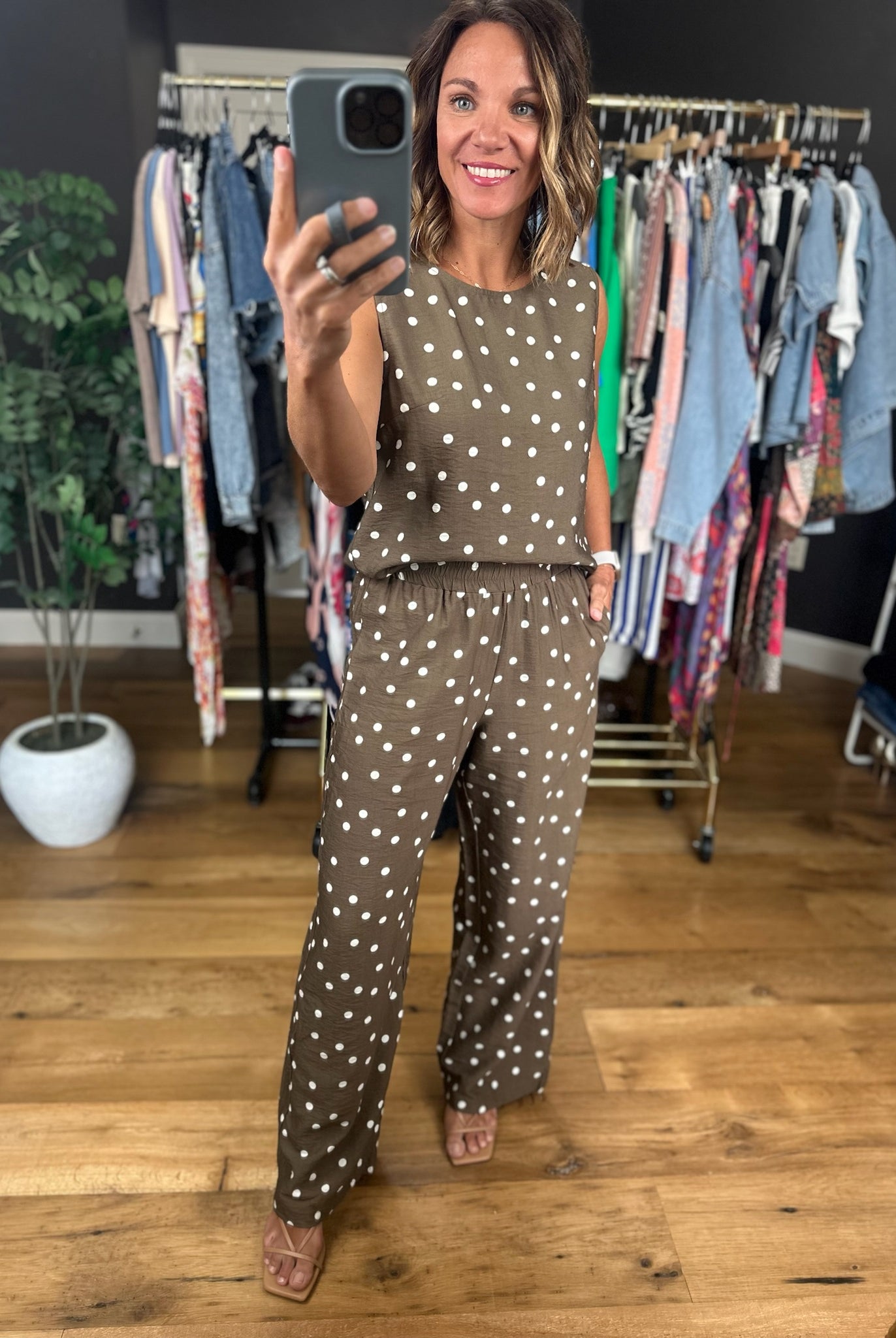 Has To Be You Polka Dot 2-Piece Set-Sleeveless-She & Sky-Anna Kaytes Boutique, Women's Fashion Boutique in Grinnell, Iowa