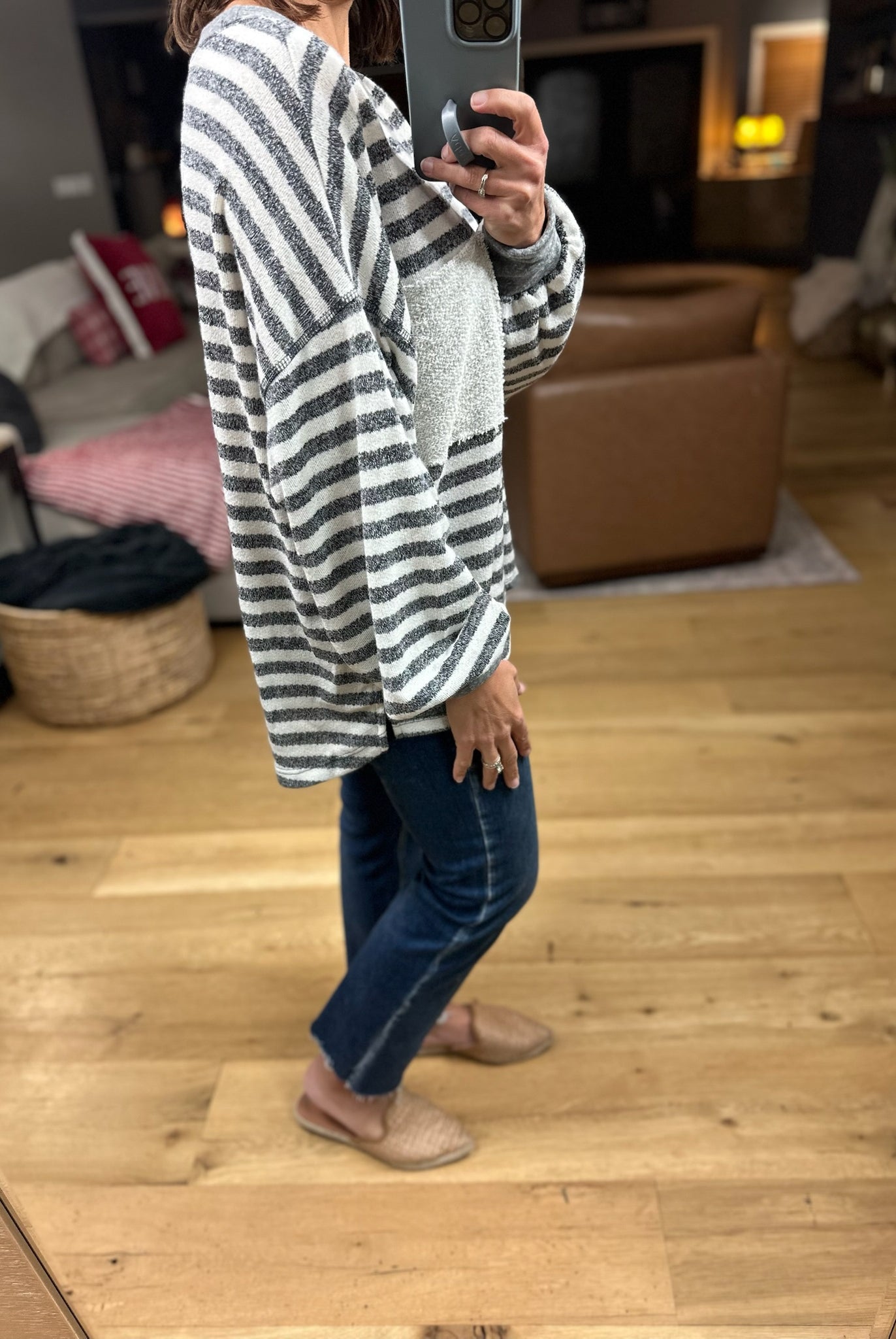 The Lindsey Striped Pocket Top-Long Sleeves-By Together-Anna Kaytes Boutique, Women's Fashion Boutique in Grinnell, Iowa