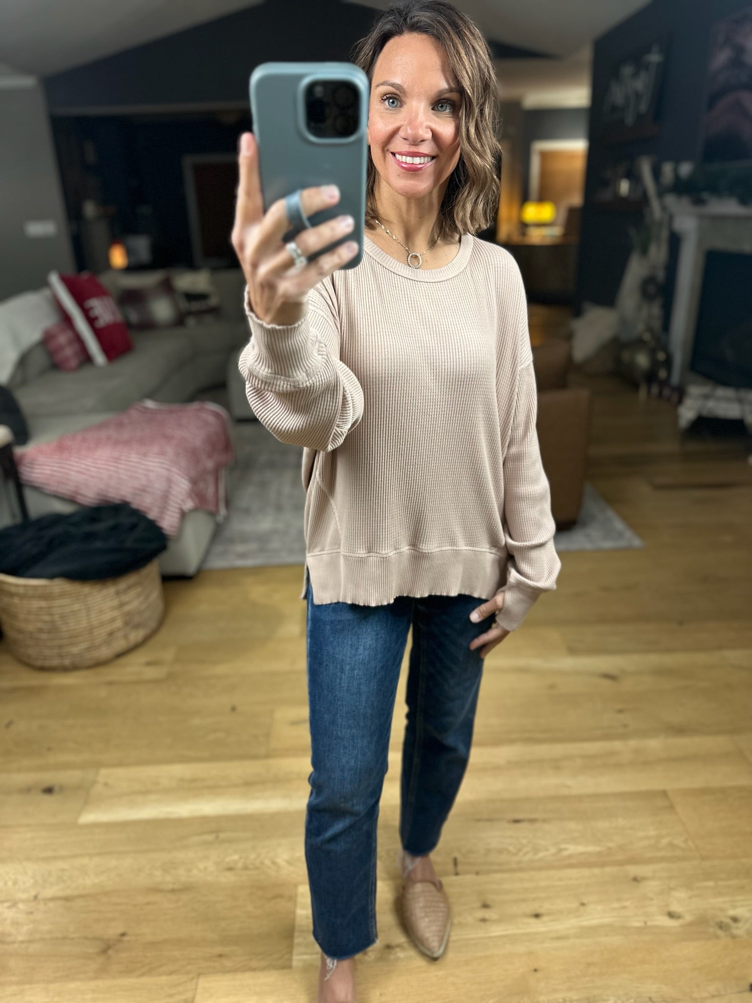 My Theory Waffle Long Sleeve Top-Long Sleeves-By Together-Anna Kaytes Boutique, Women's Fashion Boutique in Grinnell, Iowa