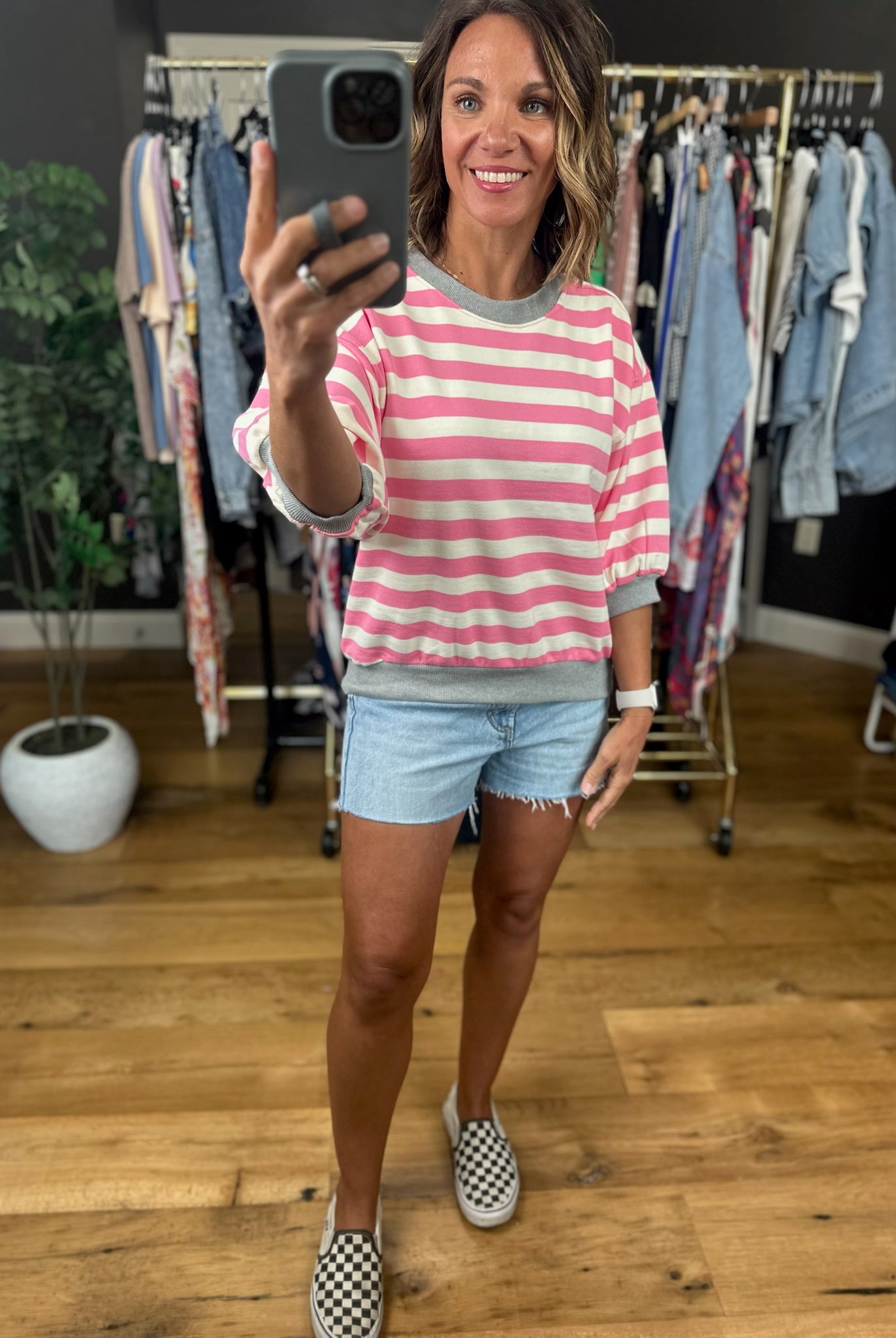 The Right Move Striped Top-Short Sleeves-Glam-Anna Kaytes Boutique, Women's Fashion Boutique in Grinnell, Iowa