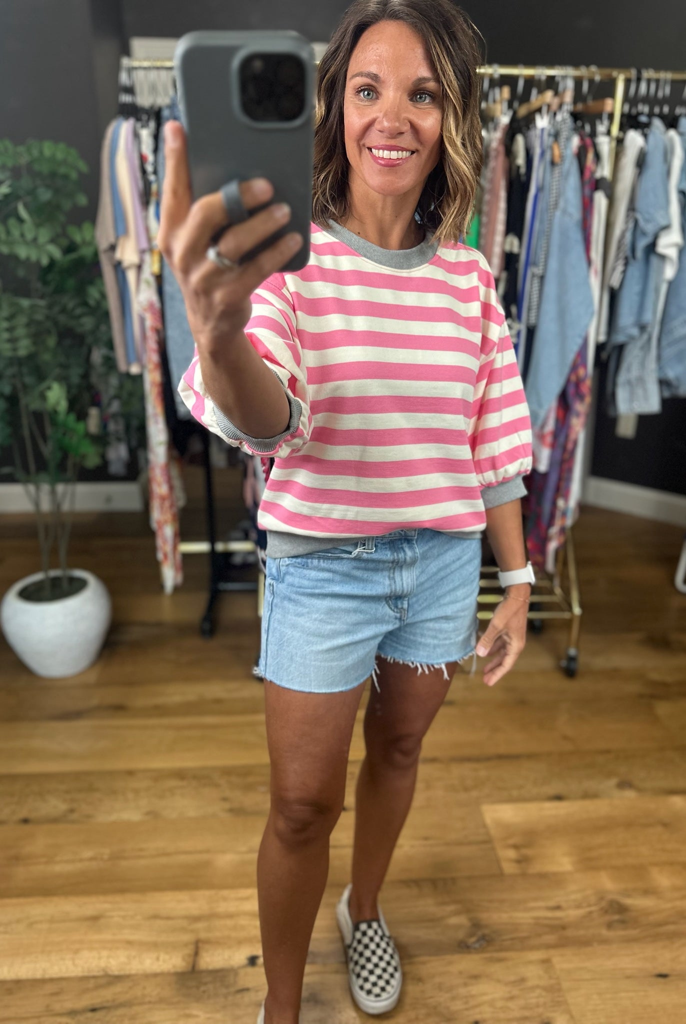 The Right Move Striped Top-Short Sleeves-Glam-Anna Kaytes Boutique, Women's Fashion Boutique in Grinnell, Iowa