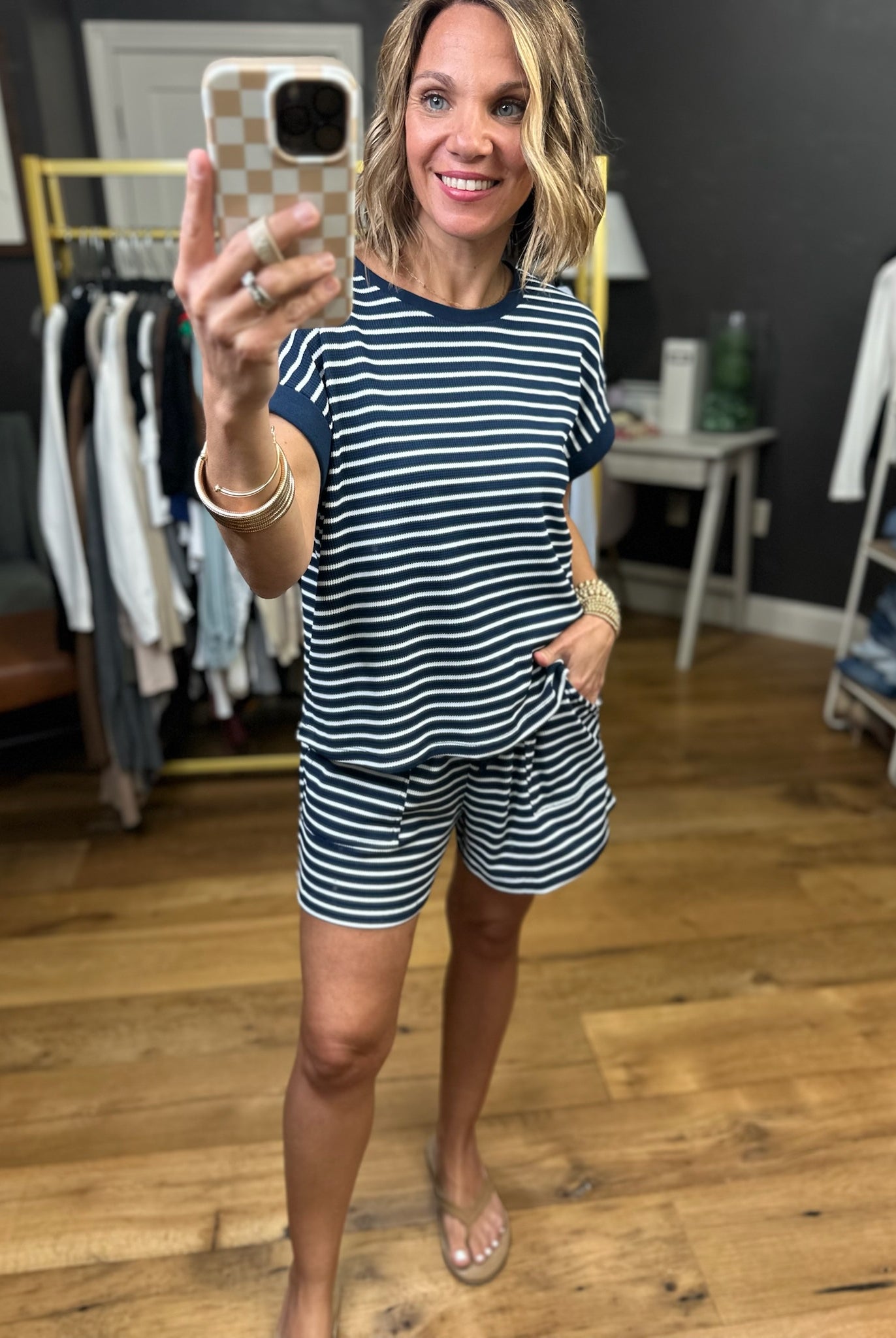 See This Through Pocket Short + Top Set - Navy/White-Wishlist-Anna Kaytes Boutique, Women's Fashion Boutique in Grinnell, Iowa