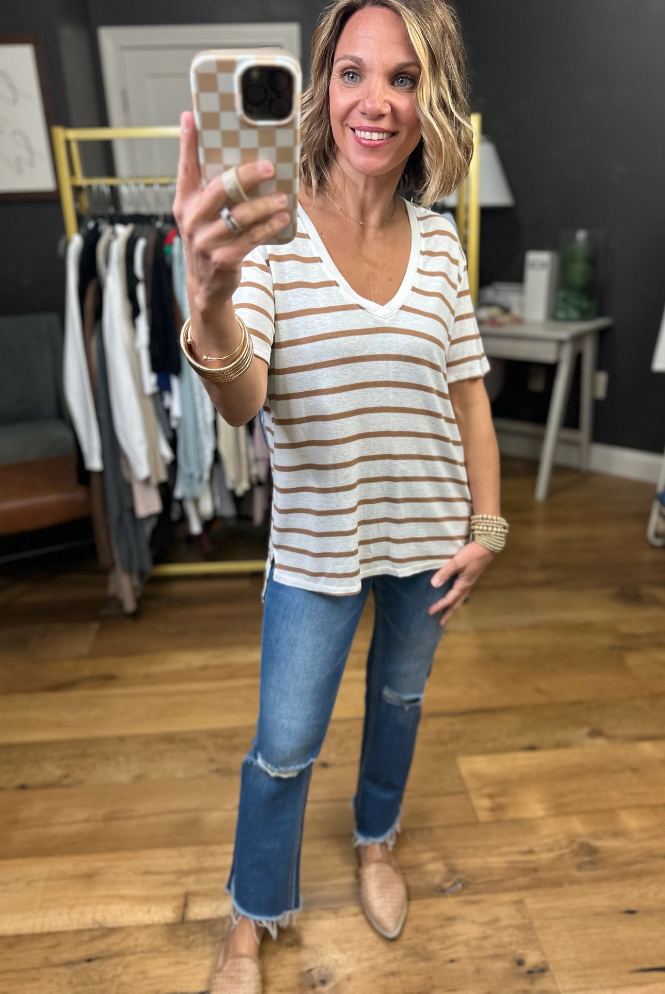 Usual Spot Striped V-Neck Top - Multiple Options-Be Cool-Anna Kaytes Boutique, Women's Fashion Boutique in Grinnell, Iowa
