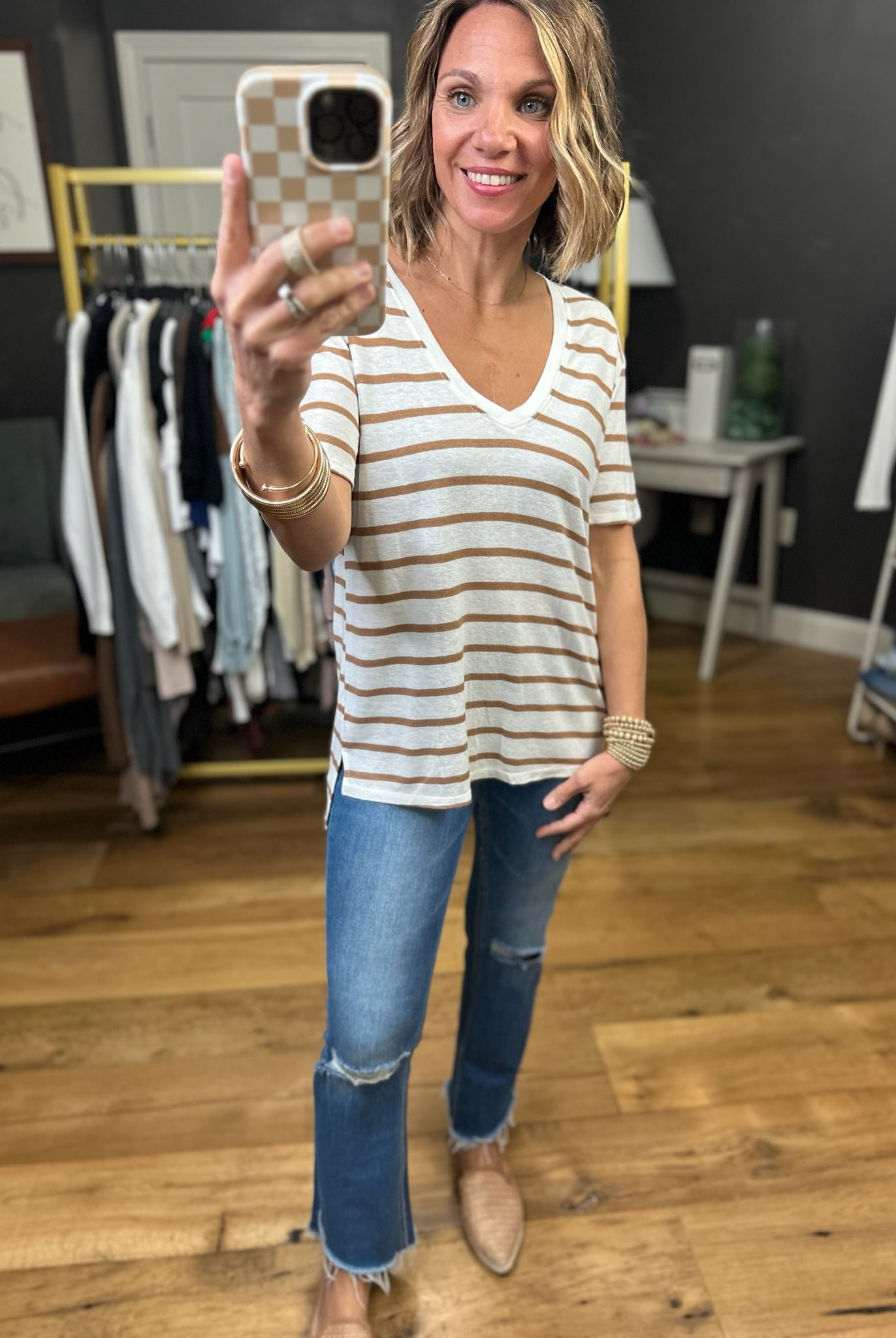 Usual Spot Striped V-Neck Top - Multiple Options-Be Cool-Anna Kaytes Boutique, Women's Fashion Boutique in Grinnell, Iowa