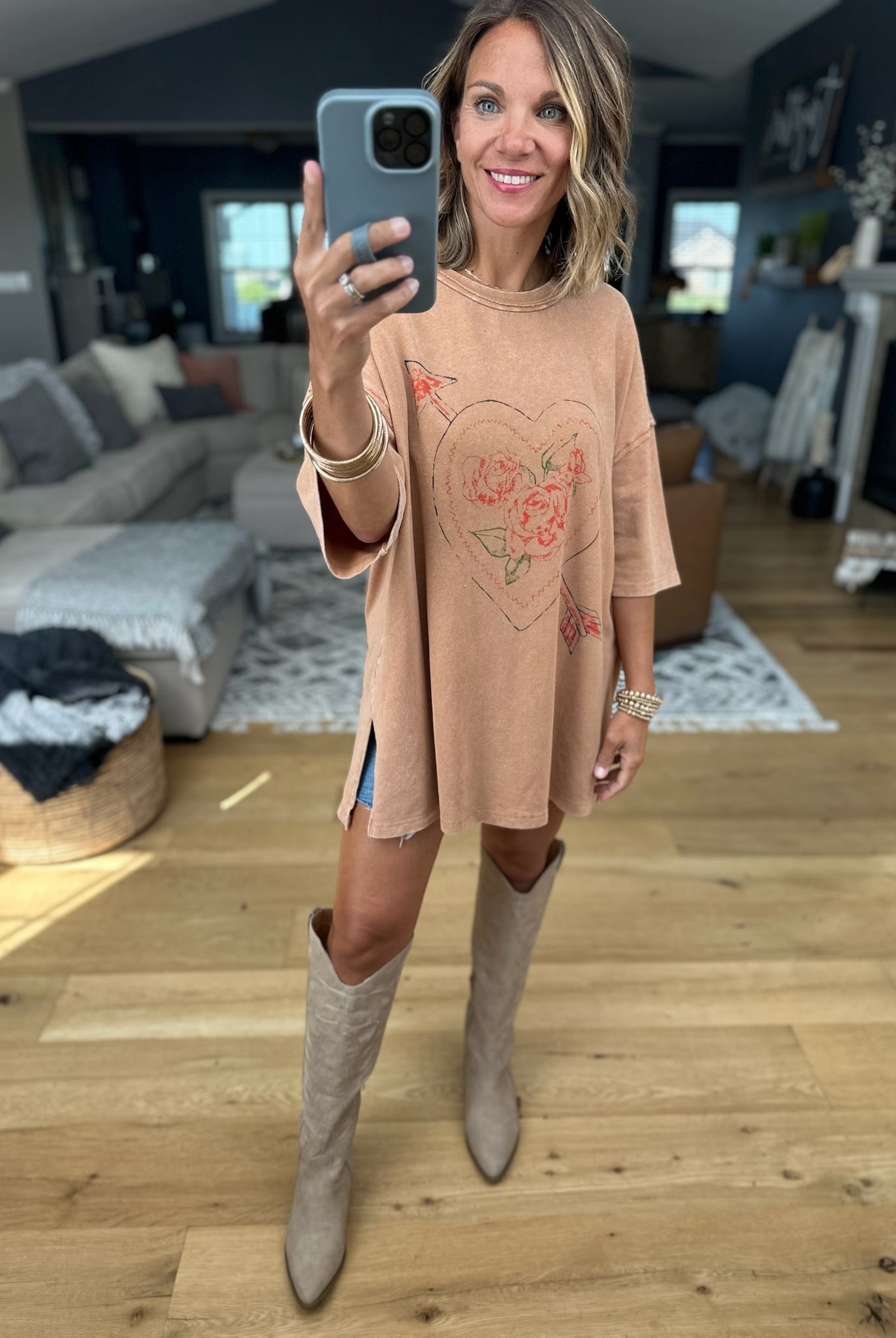 Cupid's Rose Vintage Oversized Tee-Easel-Anna Kaytes Boutique, Women's Fashion Boutique in Grinnell, Iowa