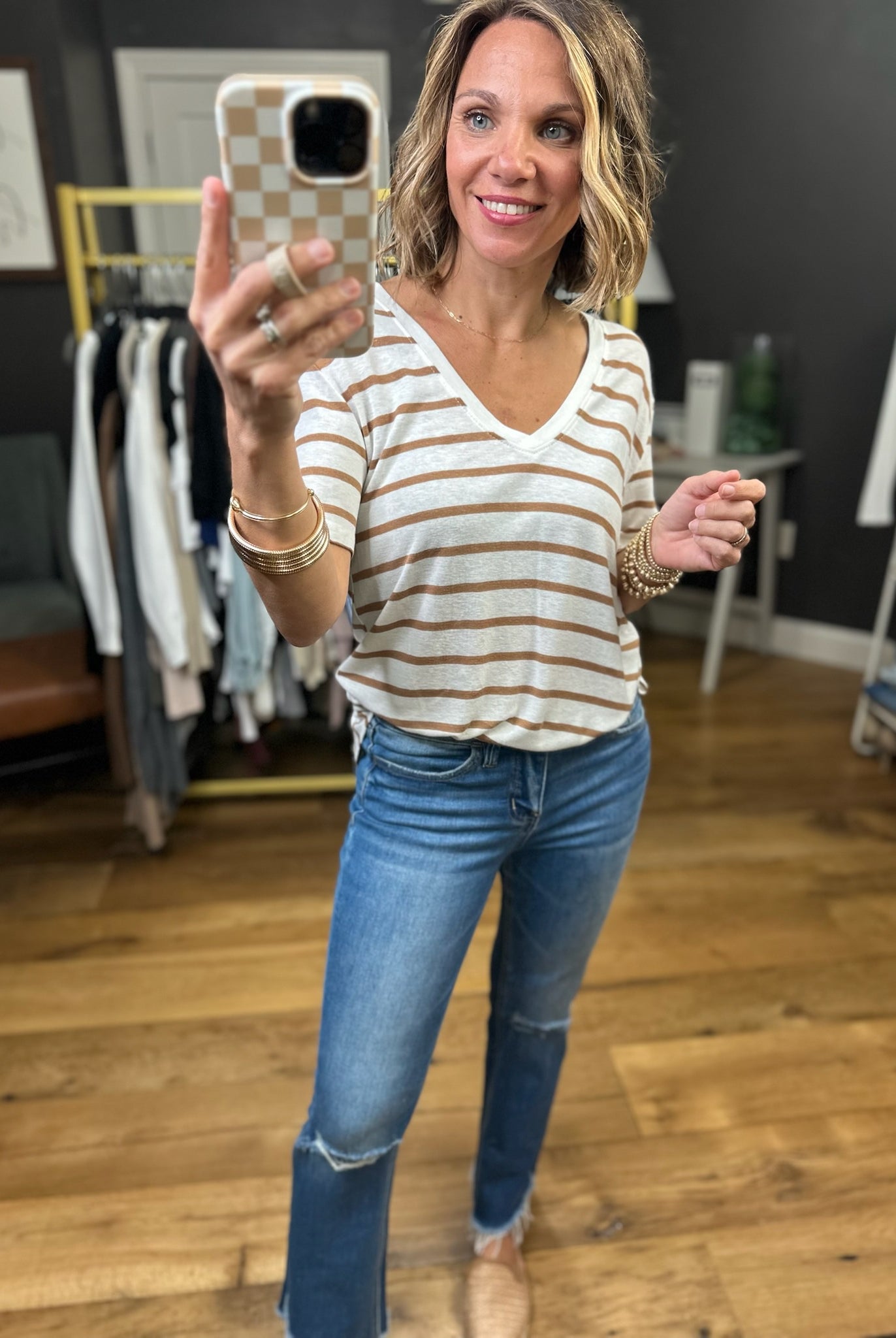 Usual Spot Striped V-Neck Top - Multiple Options-Be Cool-Anna Kaytes Boutique, Women's Fashion Boutique in Grinnell, Iowa
