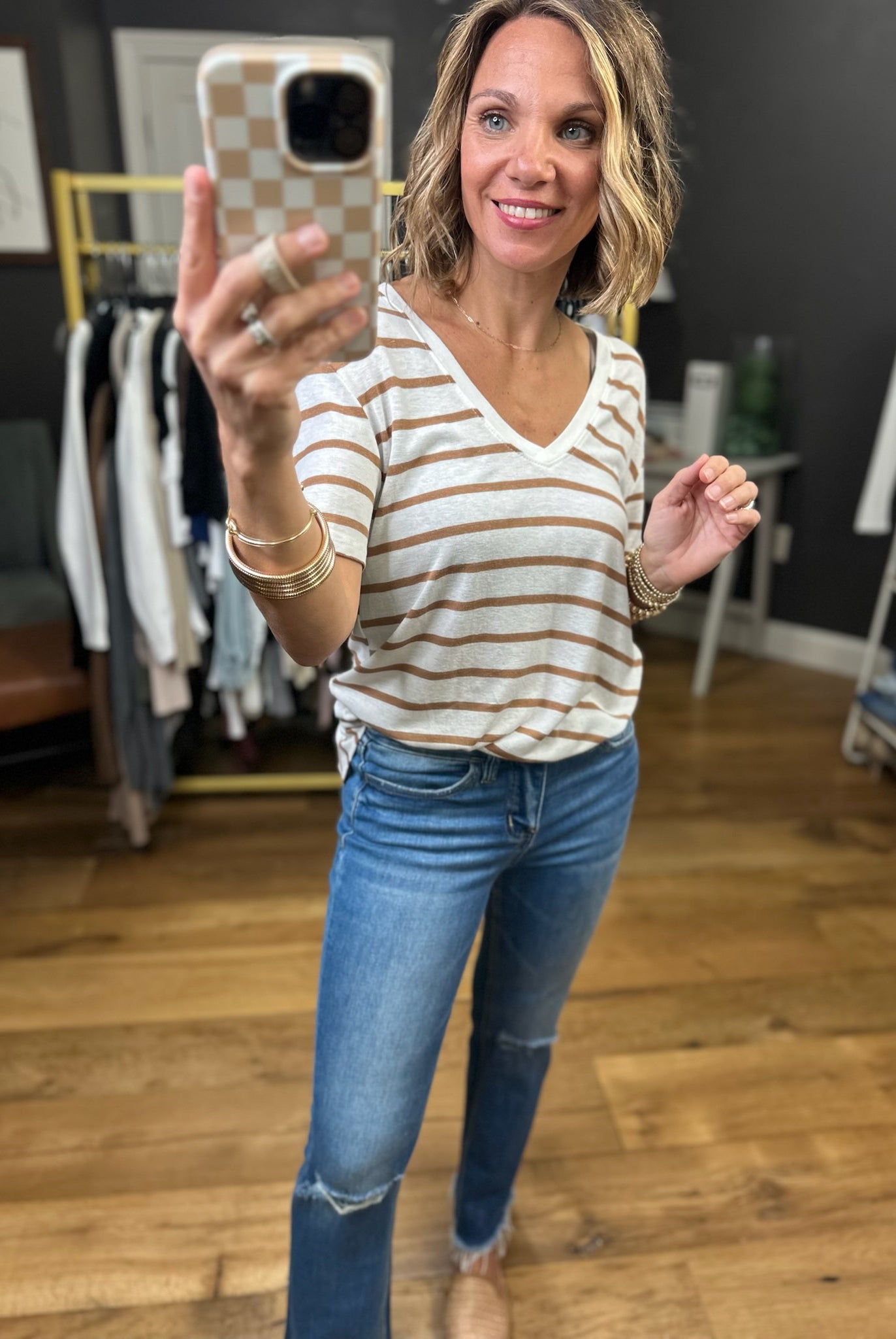 Usual Spot Striped V-Neck Top - Multiple Options-Be Cool-Anna Kaytes Boutique, Women's Fashion Boutique in Grinnell, Iowa
