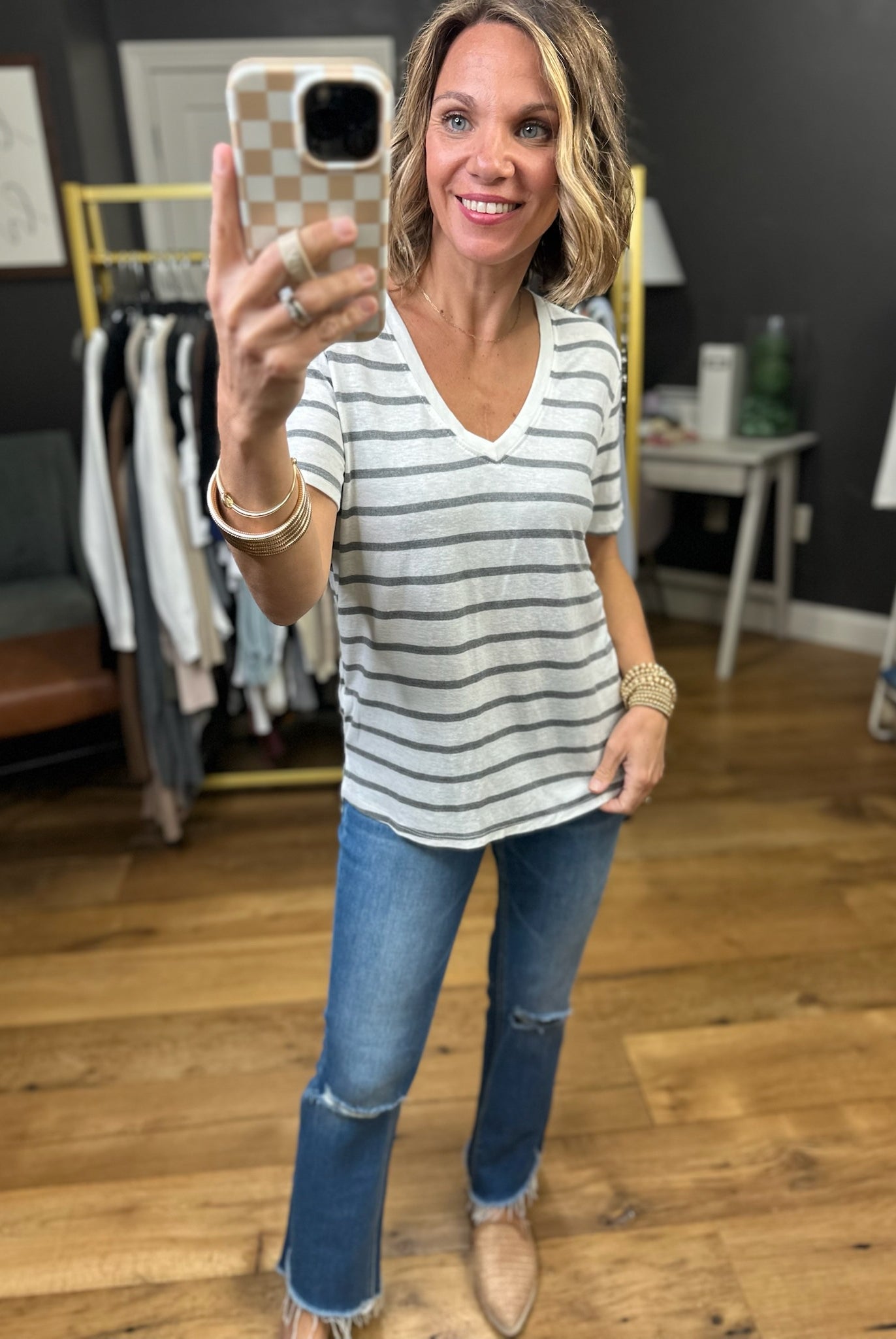 Usual Spot Striped V-Neck Top - Multiple Options-Be Cool-Anna Kaytes Boutique, Women's Fashion Boutique in Grinnell, Iowa