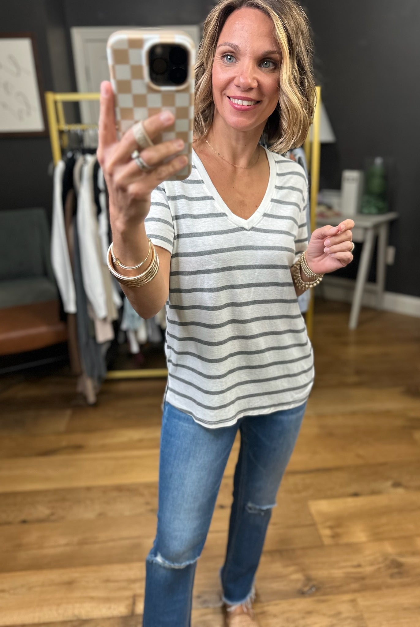Usual Spot Striped V-Neck Top - Multiple Options-Be Cool-Anna Kaytes Boutique, Women's Fashion Boutique in Grinnell, Iowa