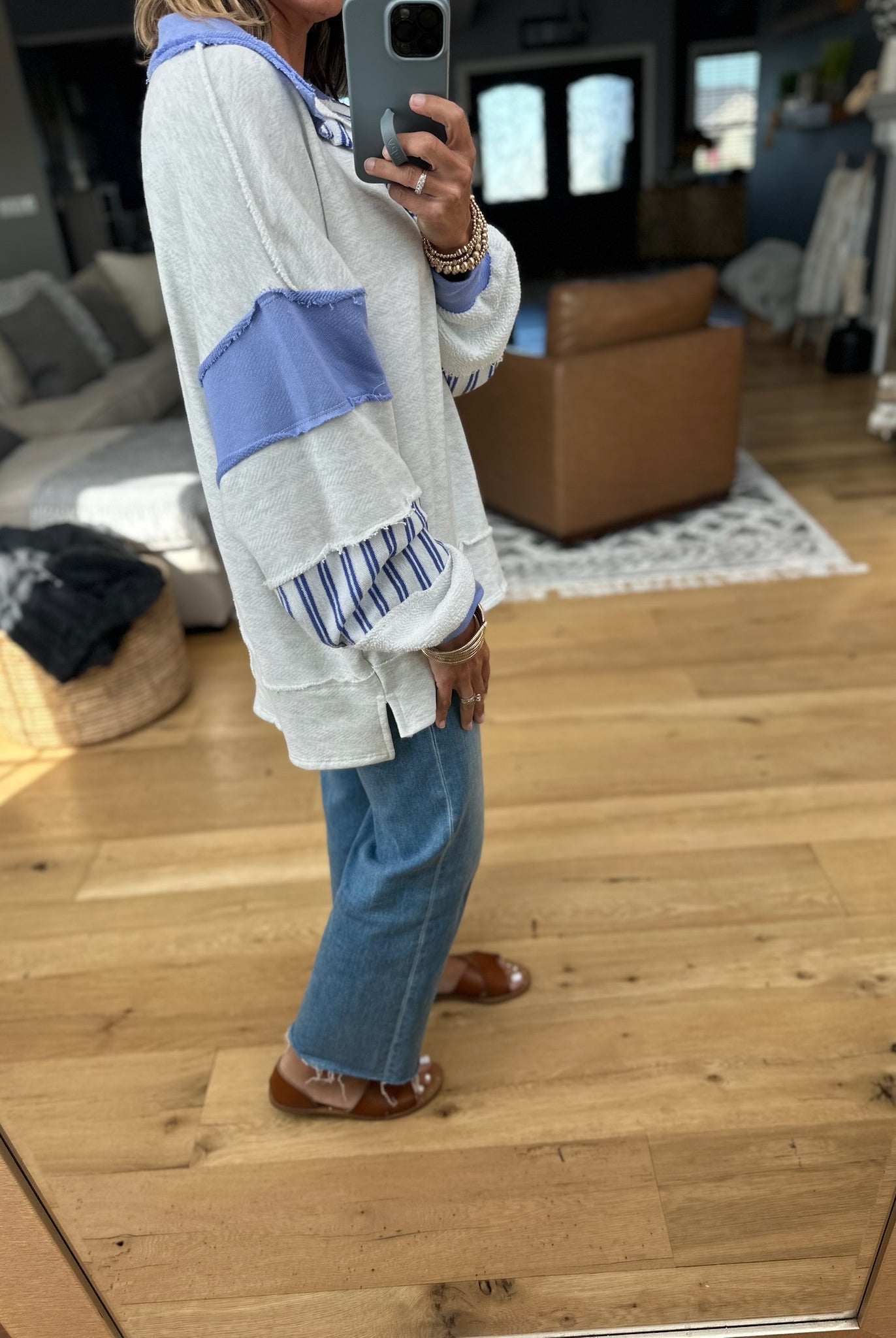 On My Feed V-Neck Pullover-Bucketlist-Anna Kaytes Boutique, Women's Fashion Boutique in Grinnell, Iowa