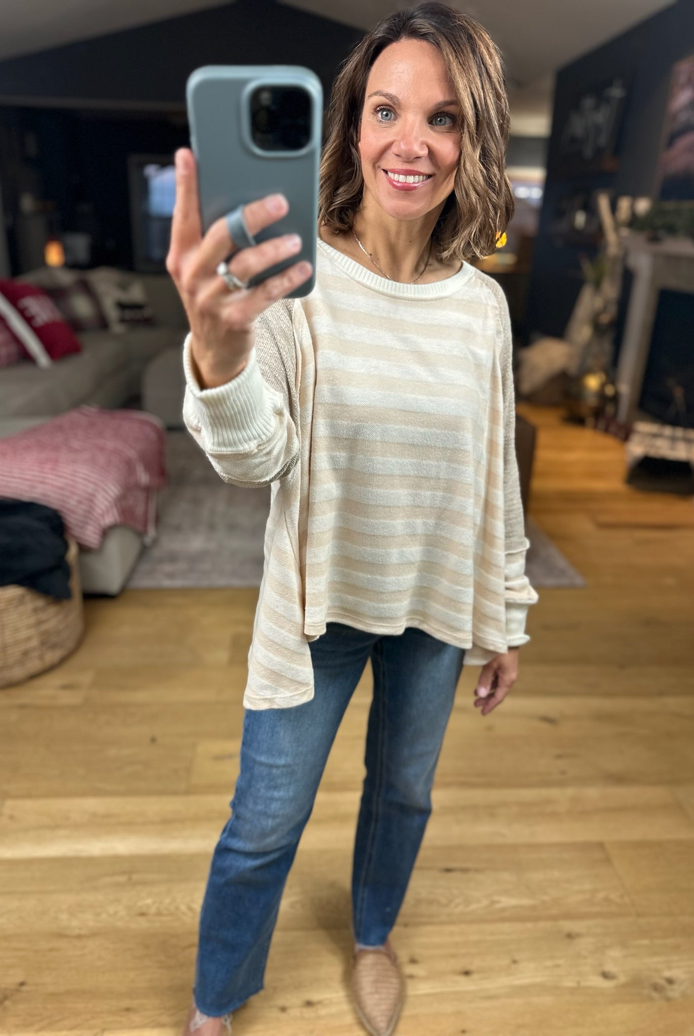 The Jenna Hi-Low Striped Top-Long Sleeves-By Together-Anna Kaytes Boutique, Women's Fashion Boutique in Grinnell, Iowa