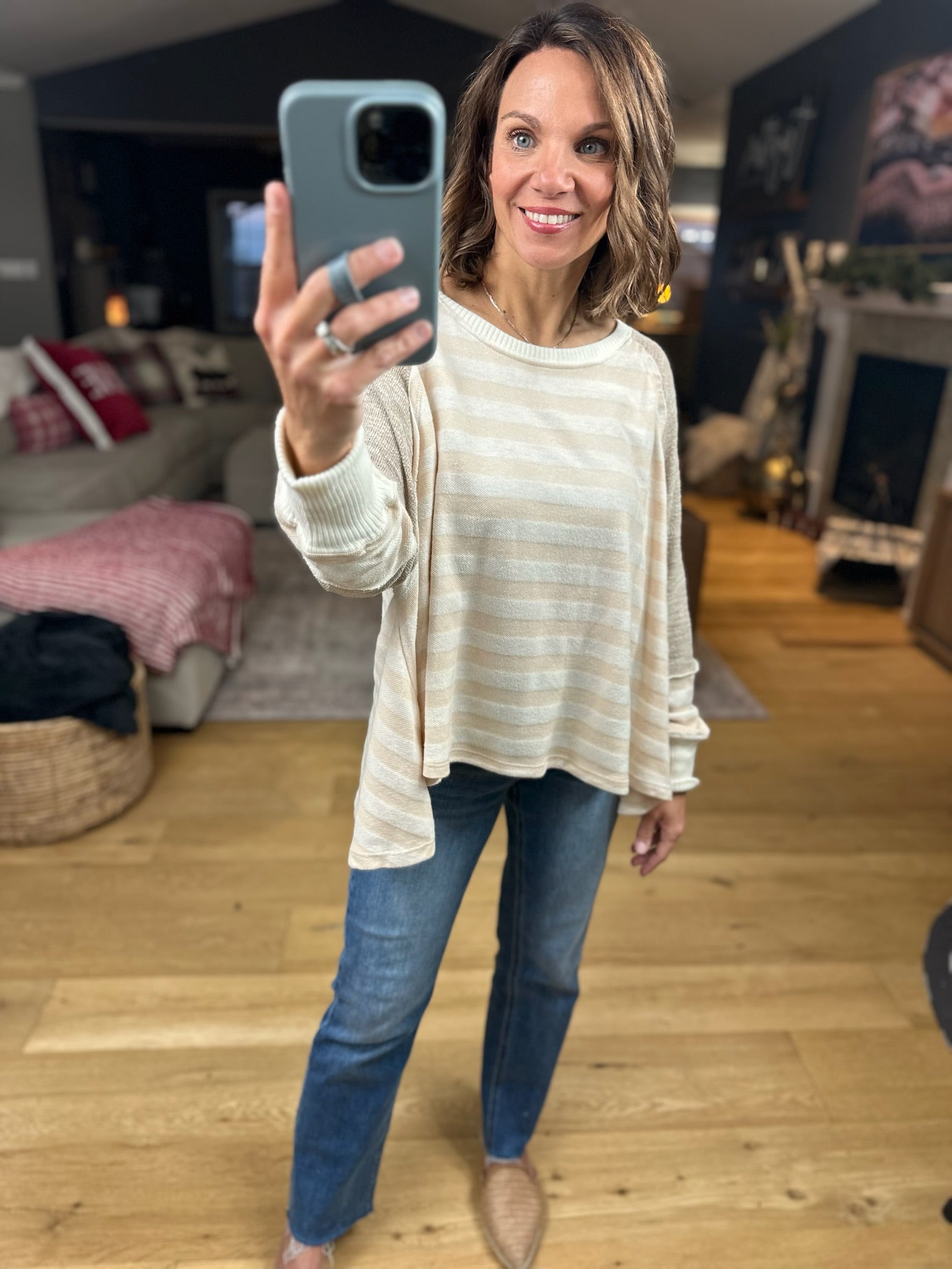 The Jenna Hi-Low Striped Top-Long Sleeves-By Together-Anna Kaytes Boutique, Women's Fashion Boutique in Grinnell, Iowa