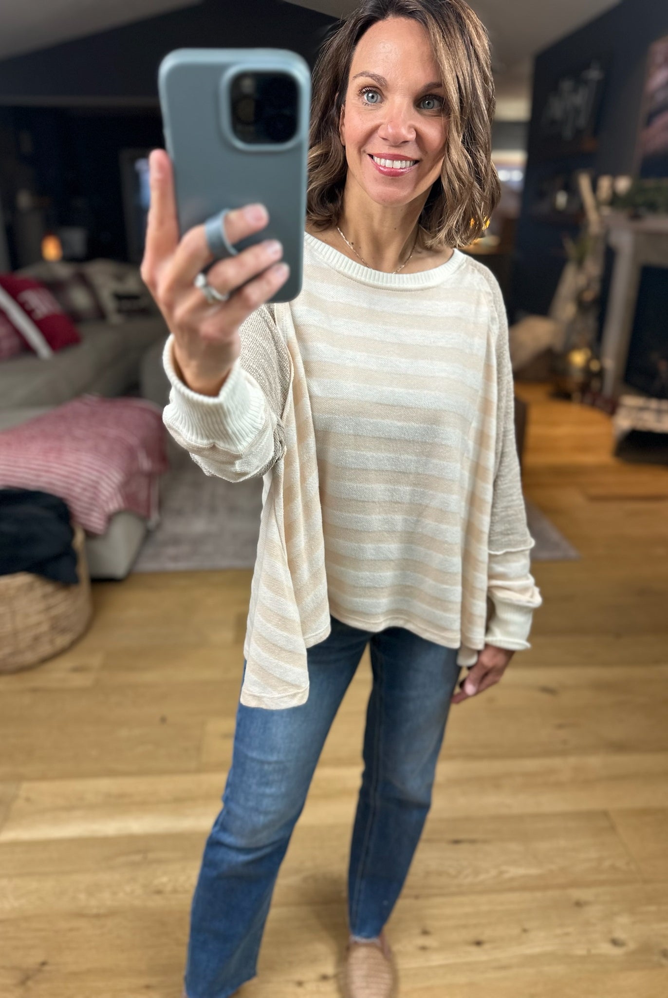 The Jenna Hi-Low Striped Top-Long Sleeves-By Together-Anna Kaytes Boutique, Women's Fashion Boutique in Grinnell, Iowa