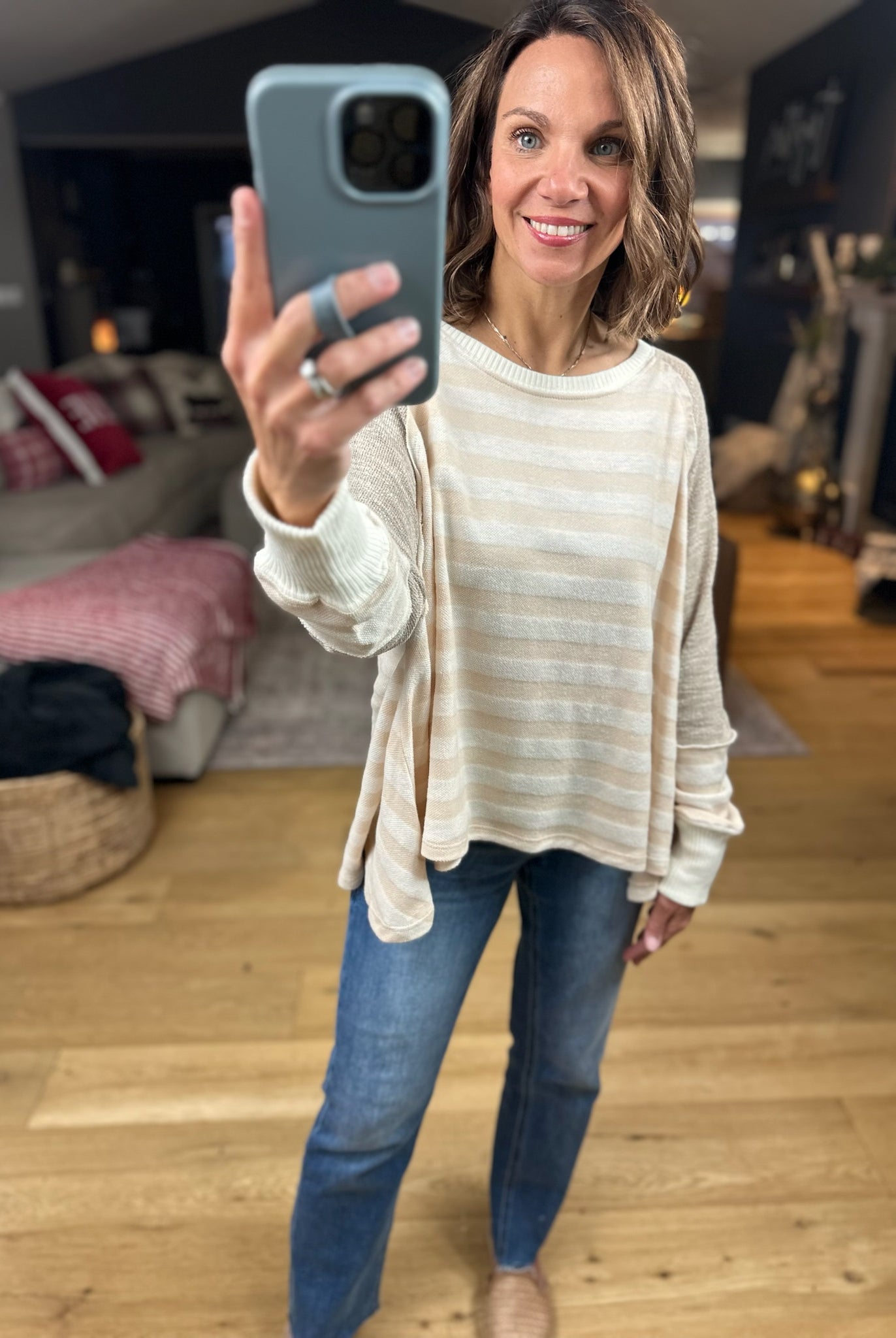 The Jenna Hi-Low Striped Top-Long Sleeves-By Together-Anna Kaytes Boutique, Women's Fashion Boutique in Grinnell, Iowa