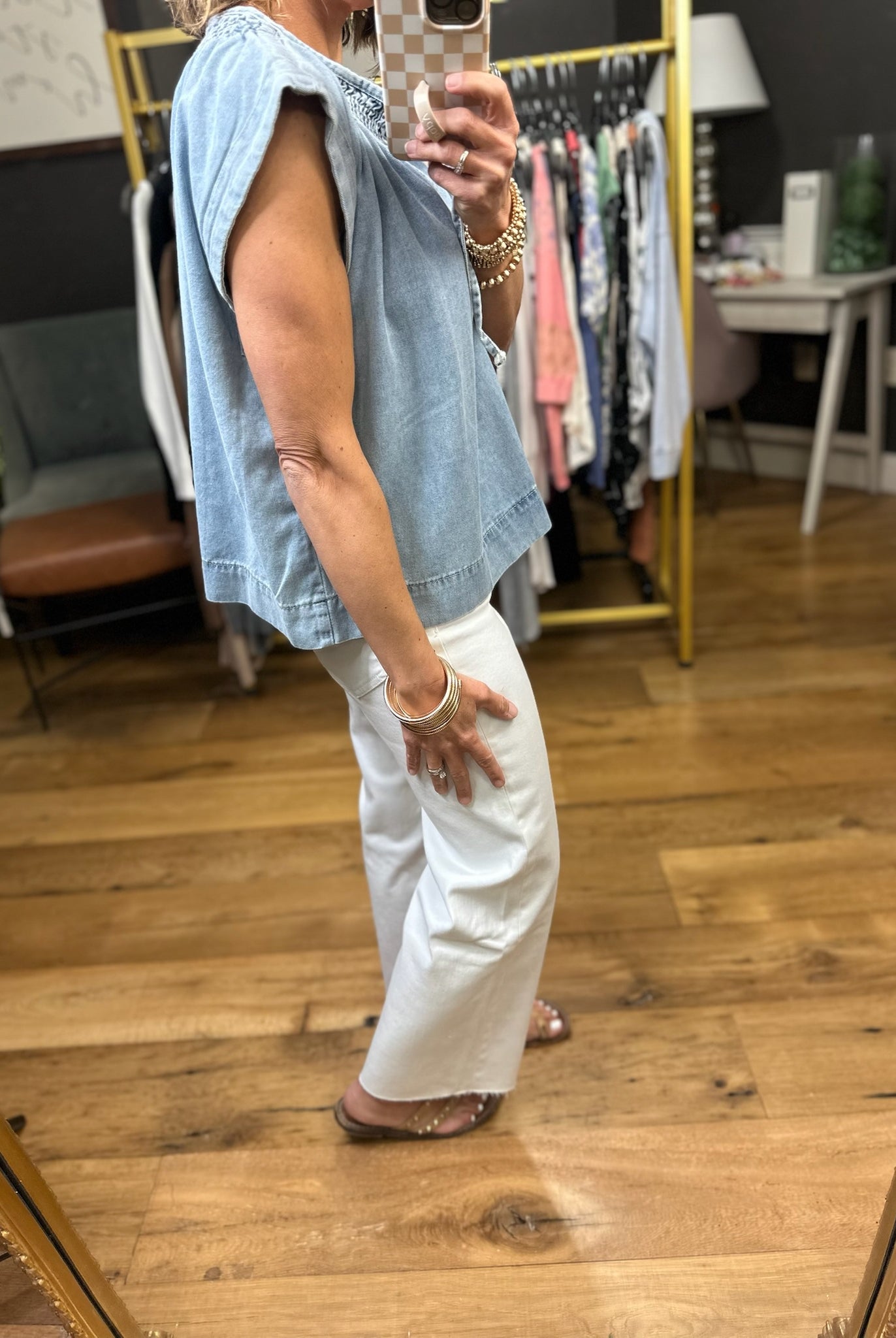 A Few Steps Back Denim Top-Wishlist-Anna Kaytes Boutique, Women's Fashion Boutique in Grinnell, Iowa