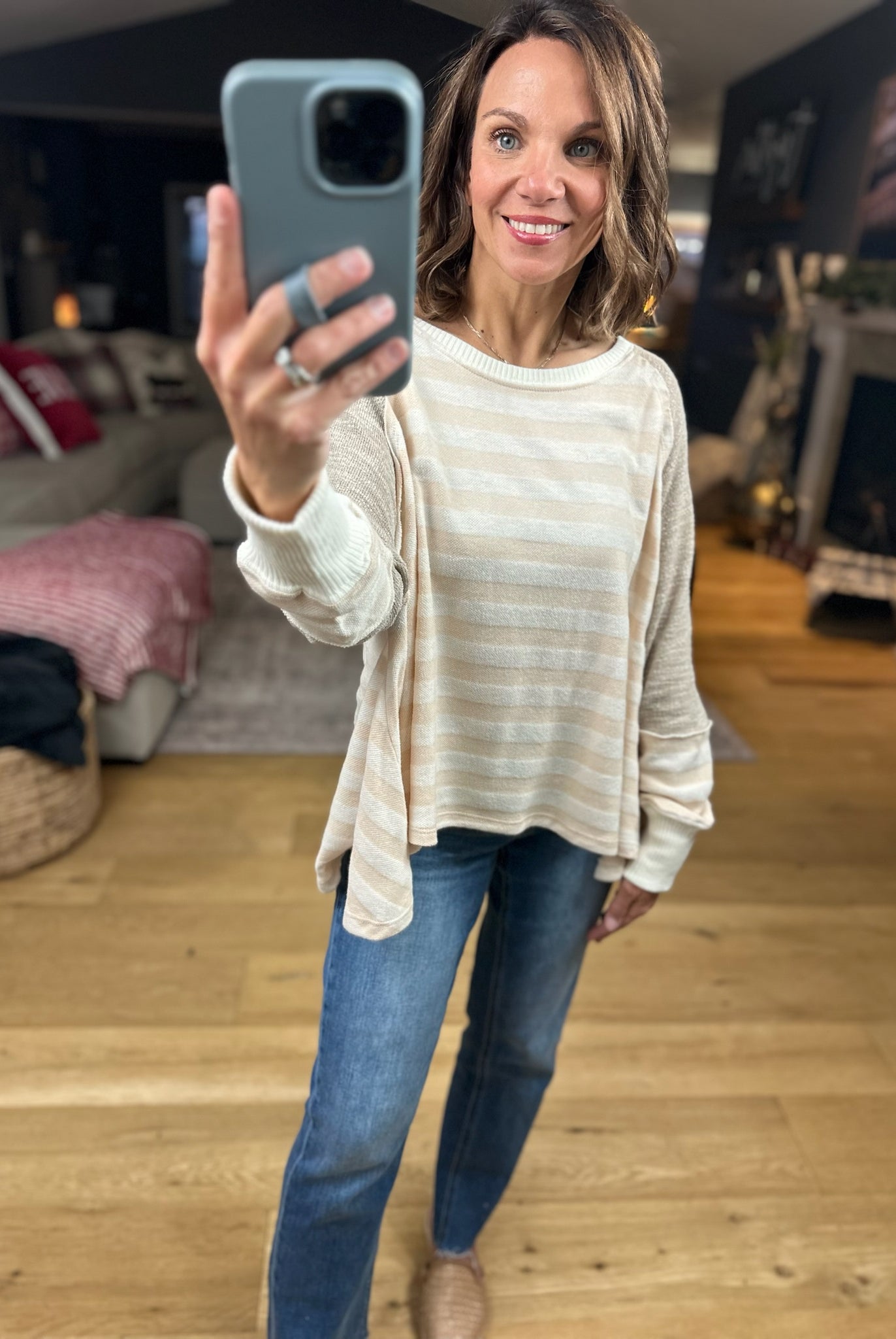 The Jenna Hi-Low Striped Top-Long Sleeves-By Together-Anna Kaytes Boutique, Women's Fashion Boutique in Grinnell, Iowa