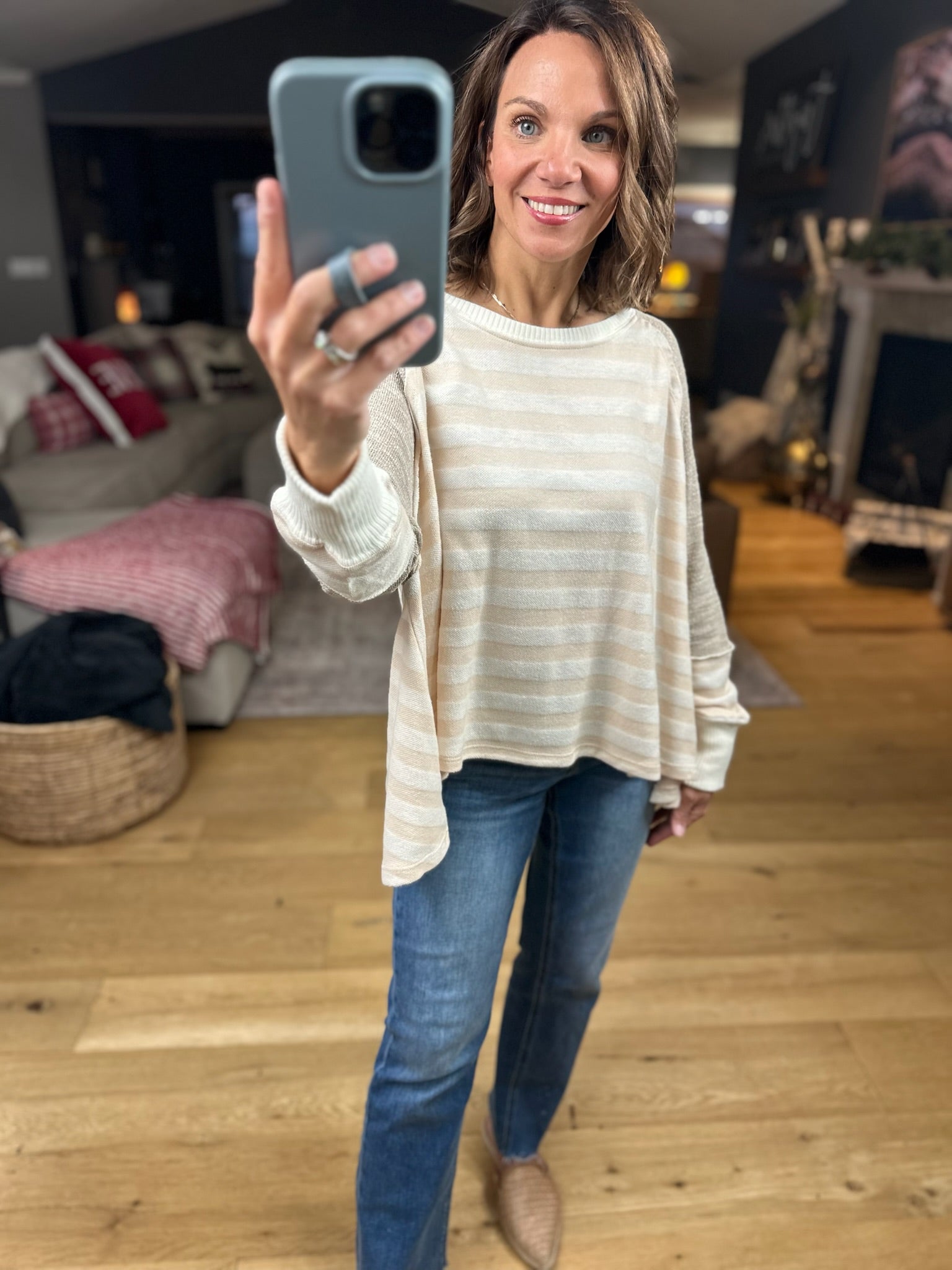 The Jenna Hi-Low Striped Top-Long Sleeves-By Together-Anna Kaytes Boutique, Women's Fashion Boutique in Grinnell, Iowa