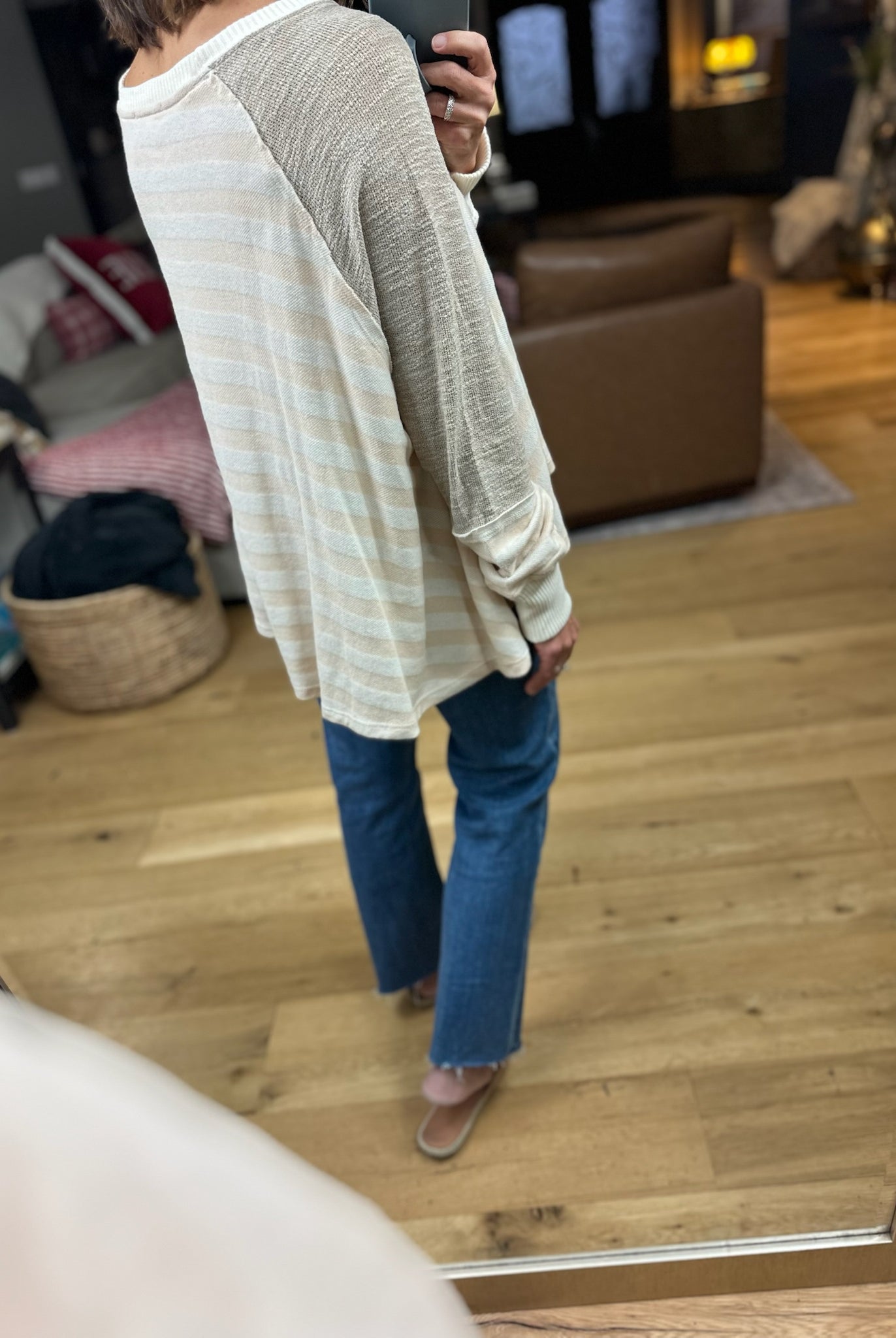 The Jenna Hi-Low Striped Top-Long Sleeves-By Together-Anna Kaytes Boutique, Women's Fashion Boutique in Grinnell, Iowa