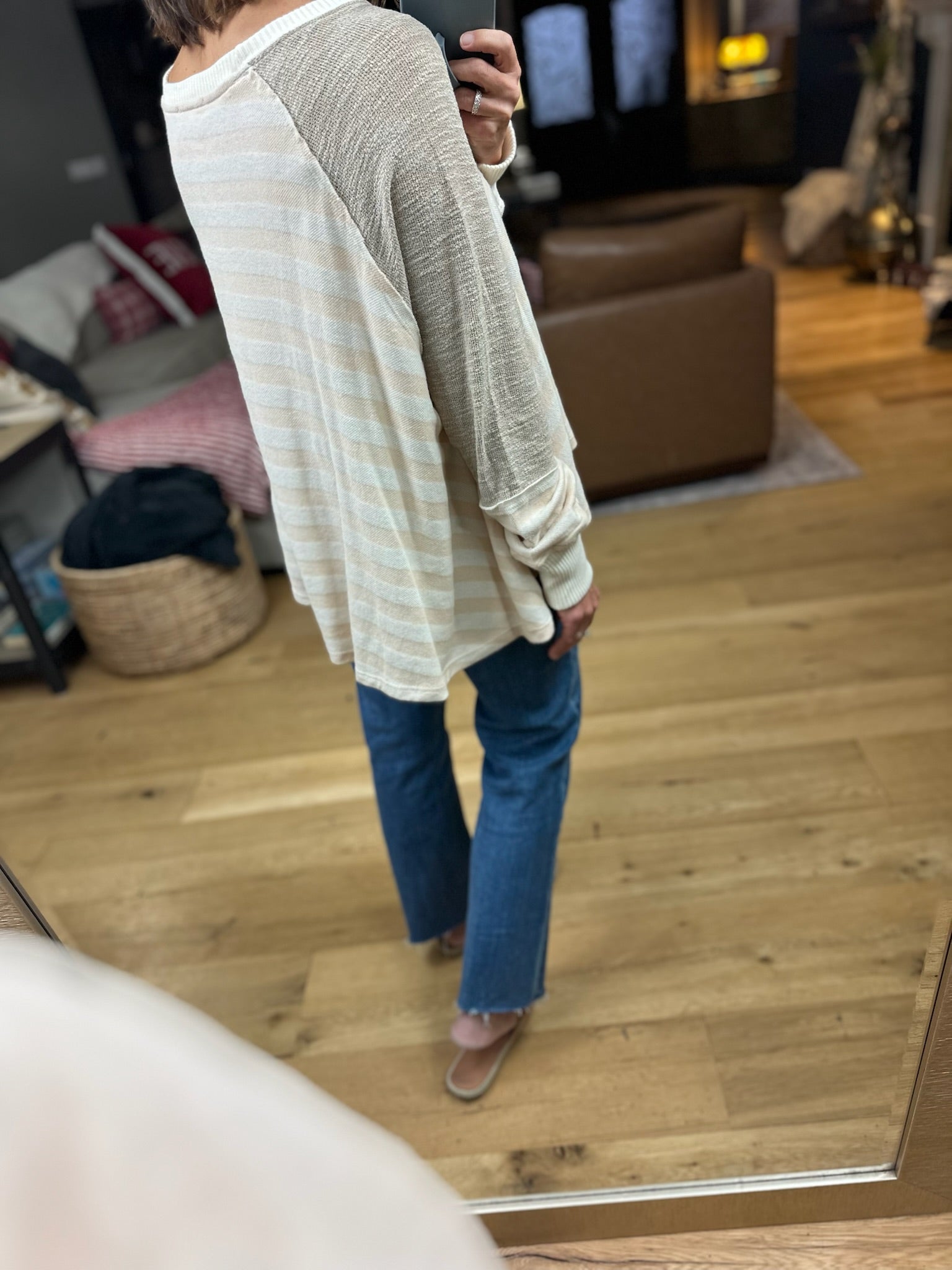 The Jenna Hi-Low Striped Top-Long Sleeves-By Together-Anna Kaytes Boutique, Women's Fashion Boutique in Grinnell, Iowa