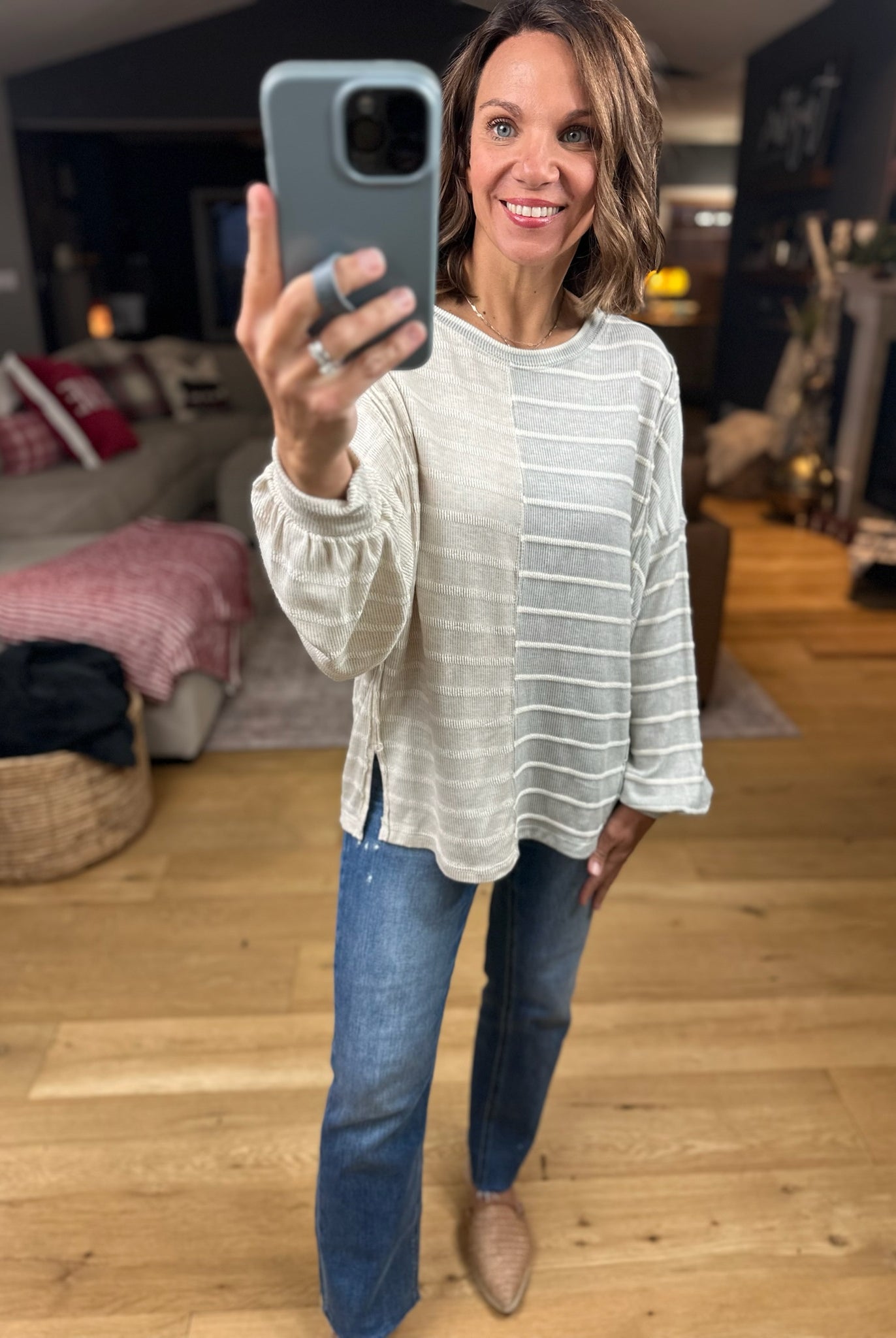 The Laynie Contrast-Stripe Long Sleeve Top-Long Sleeves-By Together-Anna Kaytes Boutique, Women's Fashion Boutique in Grinnell, Iowa