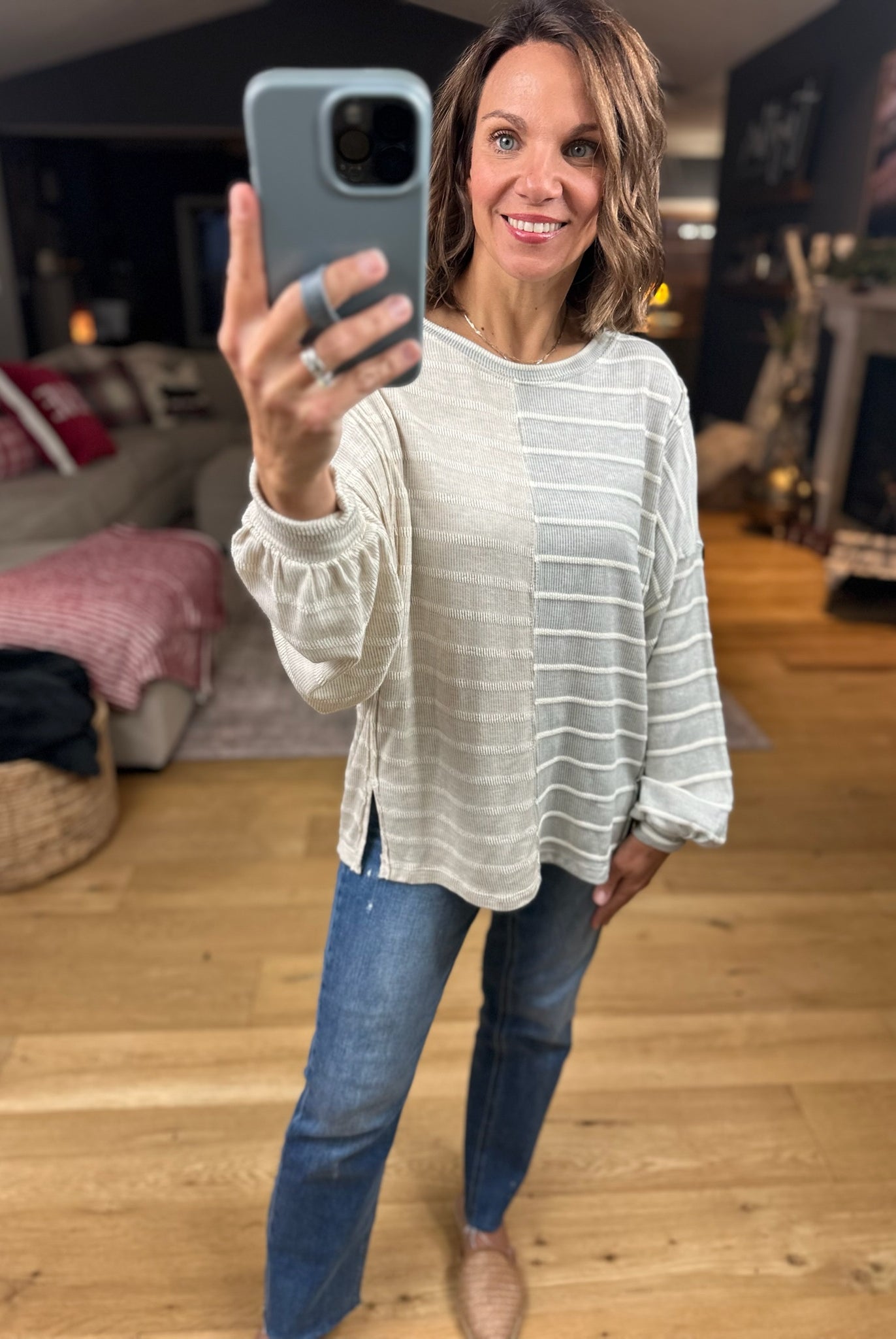 The Laynie Contrast-Stripe Long Sleeve Top-Long Sleeves-By Together-Anna Kaytes Boutique, Women's Fashion Boutique in Grinnell, Iowa
