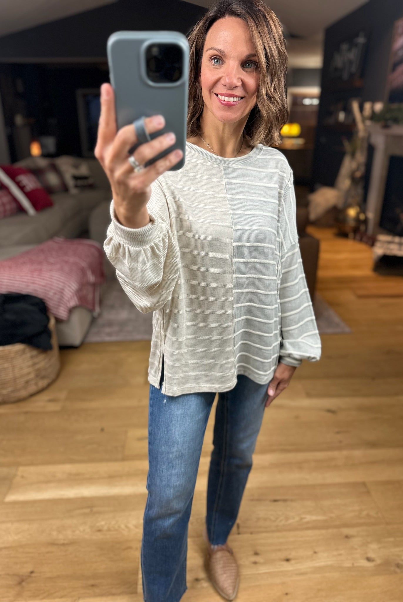 The Laynie Contrast-Stripe Long Sleeve Top-Long Sleeves-By Together-Anna Kaytes Boutique, Women's Fashion Boutique in Grinnell, Iowa