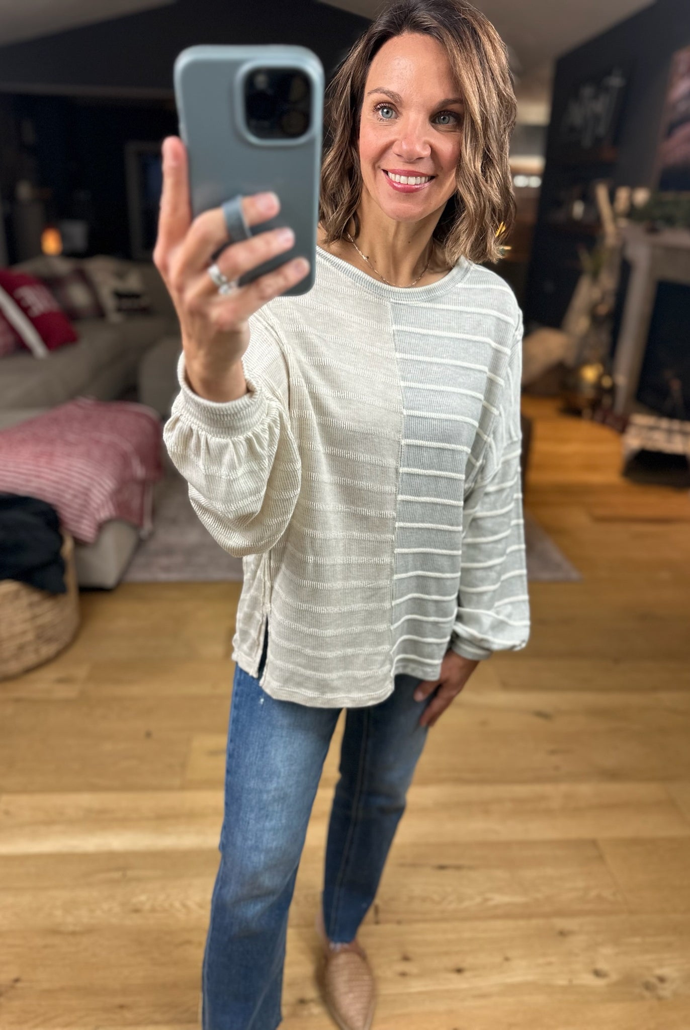 The Laynie Contrast-Stripe Long Sleeve Top-Long Sleeves-By Together-Anna Kaytes Boutique, Women's Fashion Boutique in Grinnell, Iowa