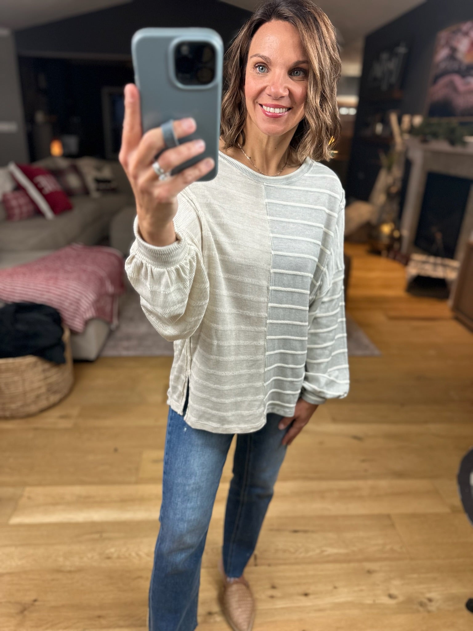 The Laynie Contrast-Stripe Long Sleeve Top-Long Sleeves-By Together-Anna Kaytes Boutique, Women's Fashion Boutique in Grinnell, Iowa