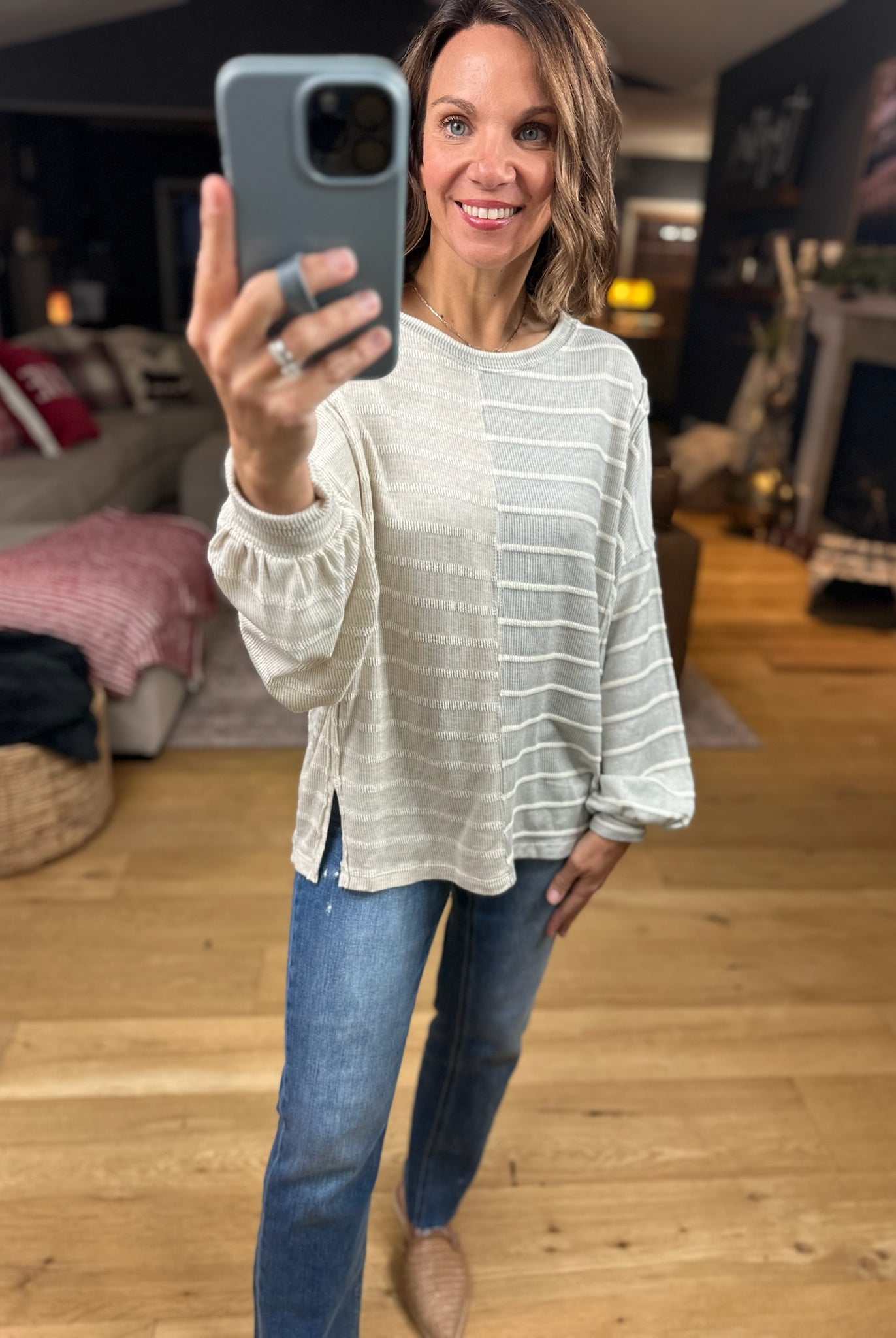 The Laynie Contrast-Stripe Long Sleeve Top-Long Sleeves-By Together-Anna Kaytes Boutique, Women's Fashion Boutique in Grinnell, Iowa