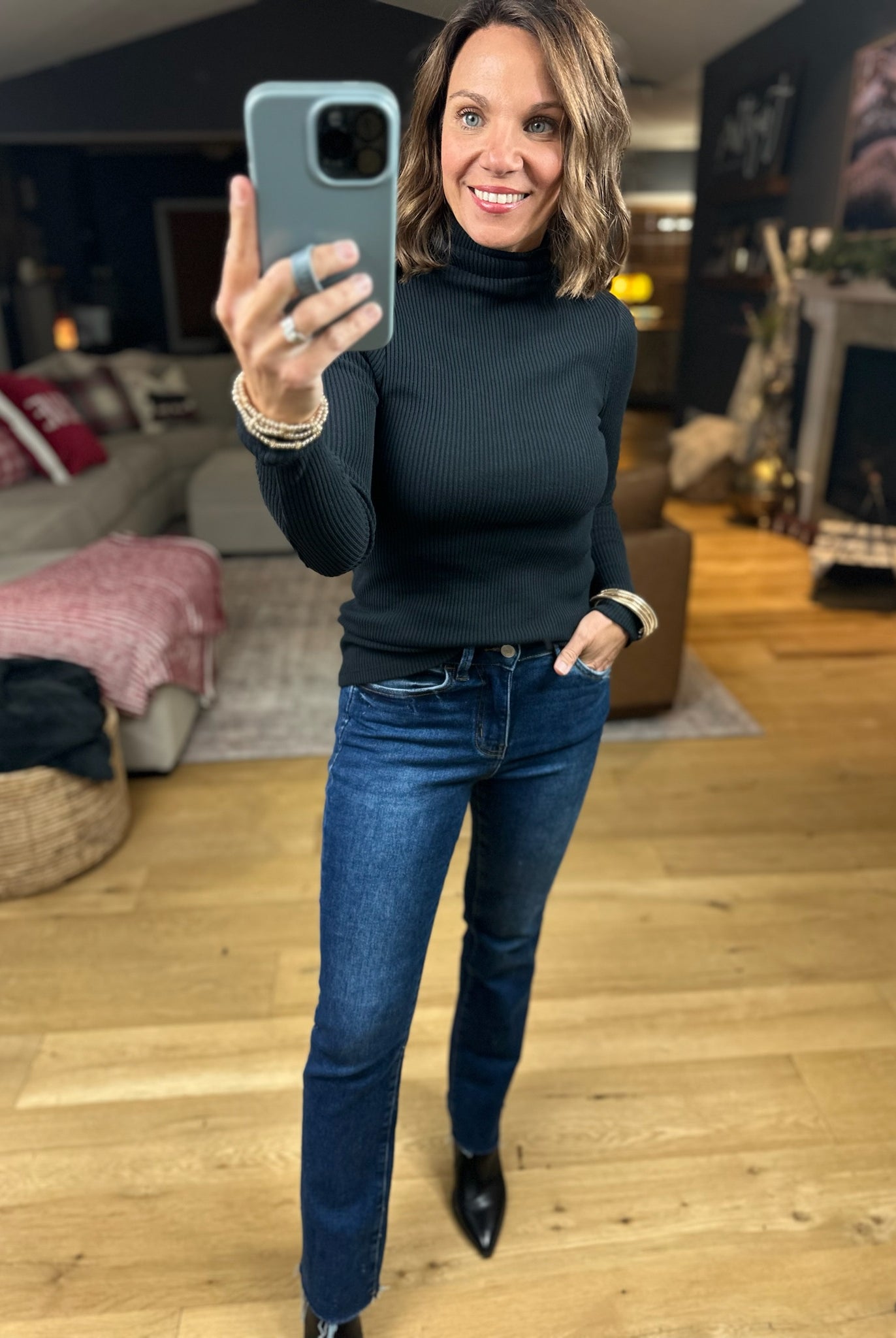 The Marissa Ribbed Turtle-Neck Top-Sweaters-By Together-Anna Kaytes Boutique, Women's Fashion Boutique in Grinnell, Iowa