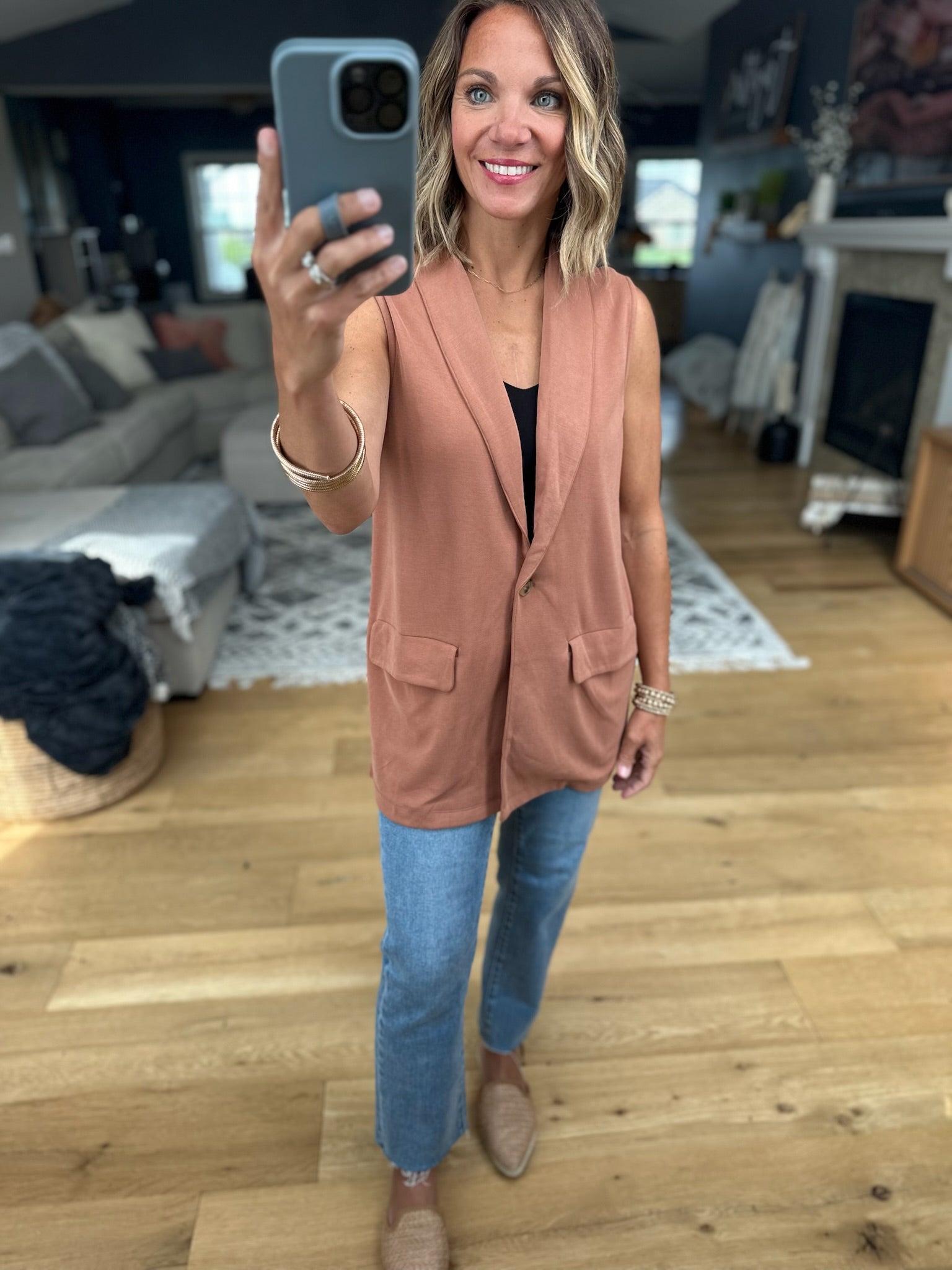 Stop & Stare Button Vest-Doe & Rae-Anna Kaytes Boutique, Women's Fashion Boutique in Grinnell, Iowa