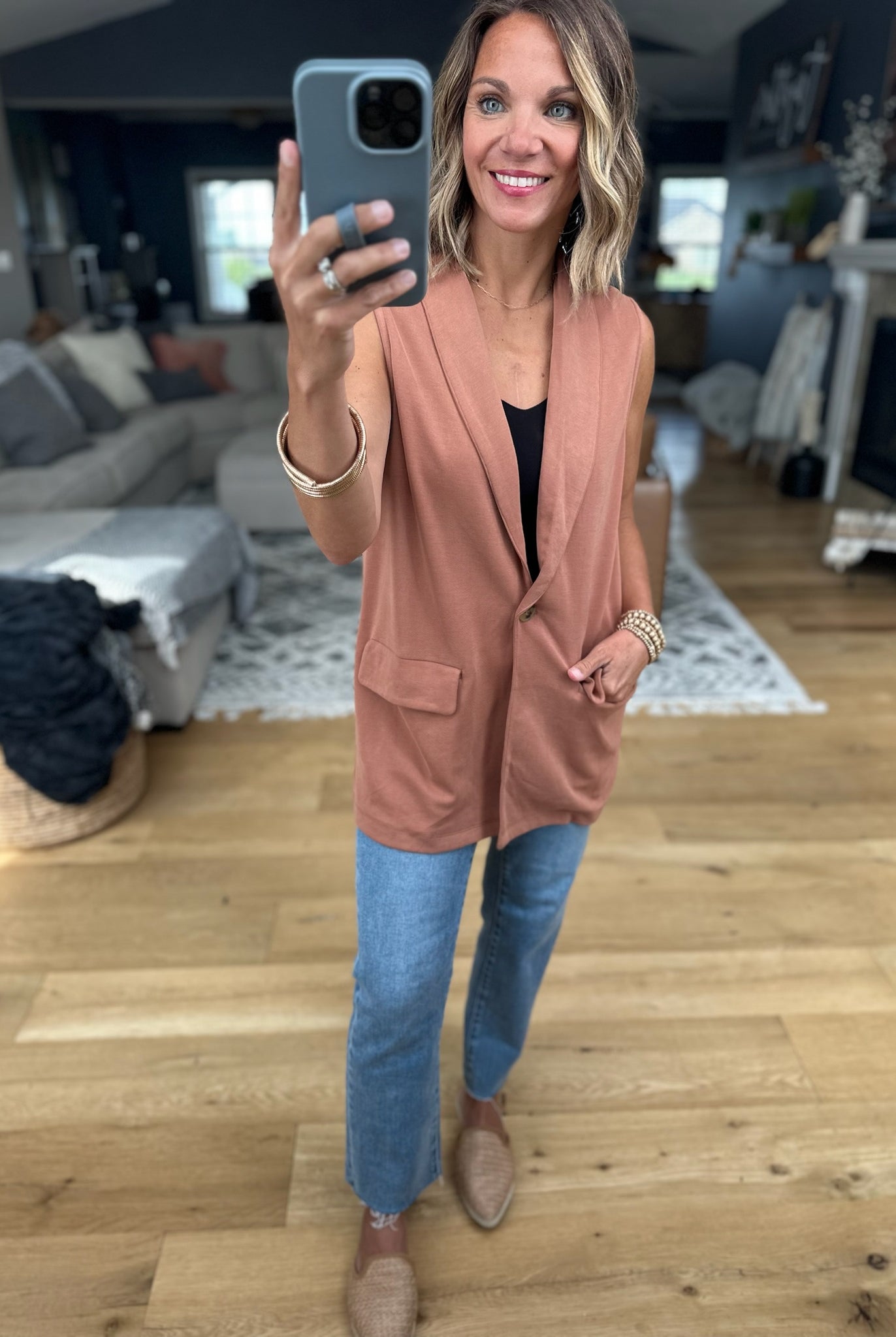 Stop & Stare Button Vest-Doe & Rae-Anna Kaytes Boutique, Women's Fashion Boutique in Grinnell, Iowa