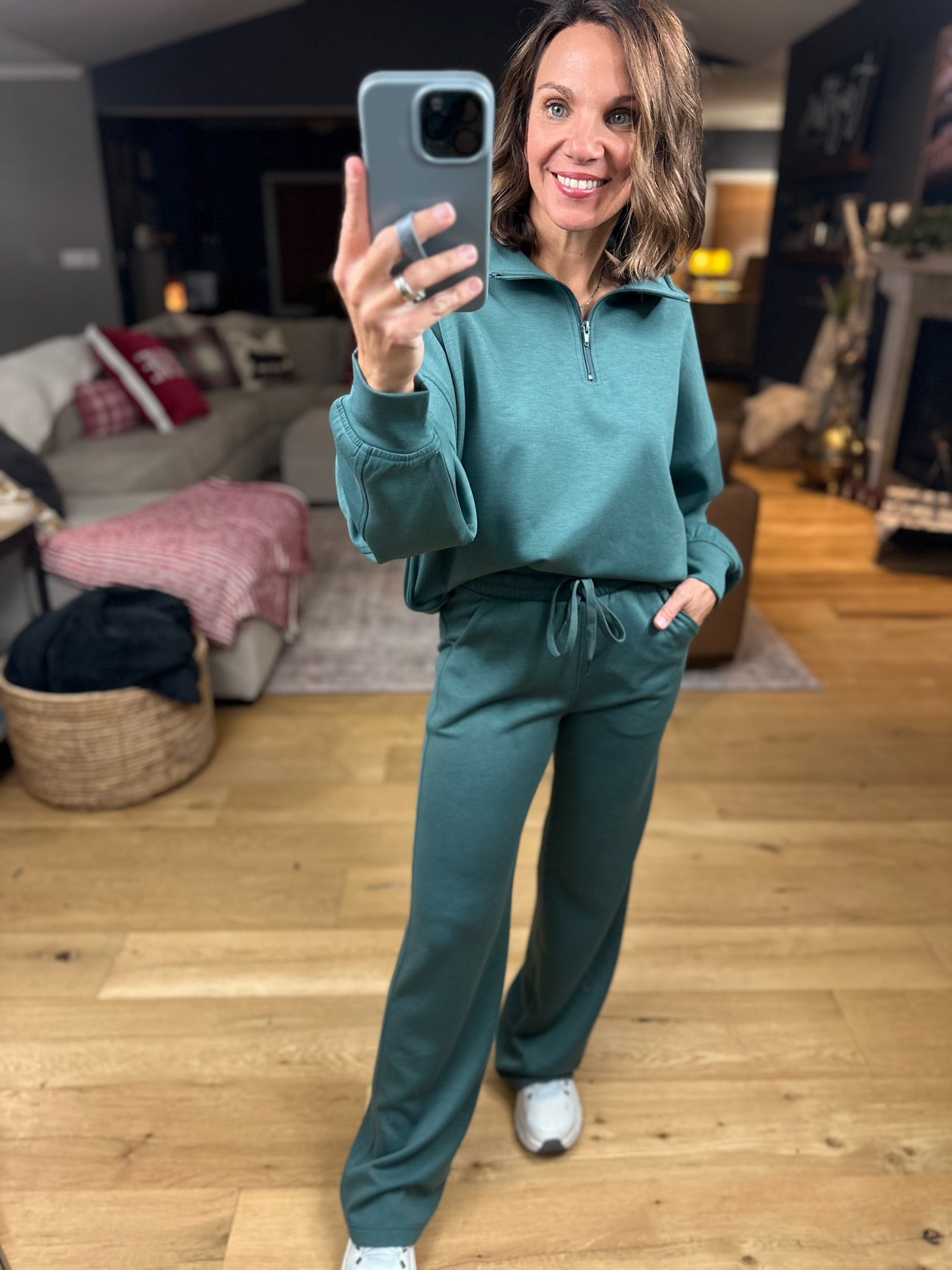 The Emma 3/4 Zip Pullover + Pant Set-Sweaters-Zenana-Anna Kaytes Boutique, Women's Fashion Boutique in Grinnell, Iowa