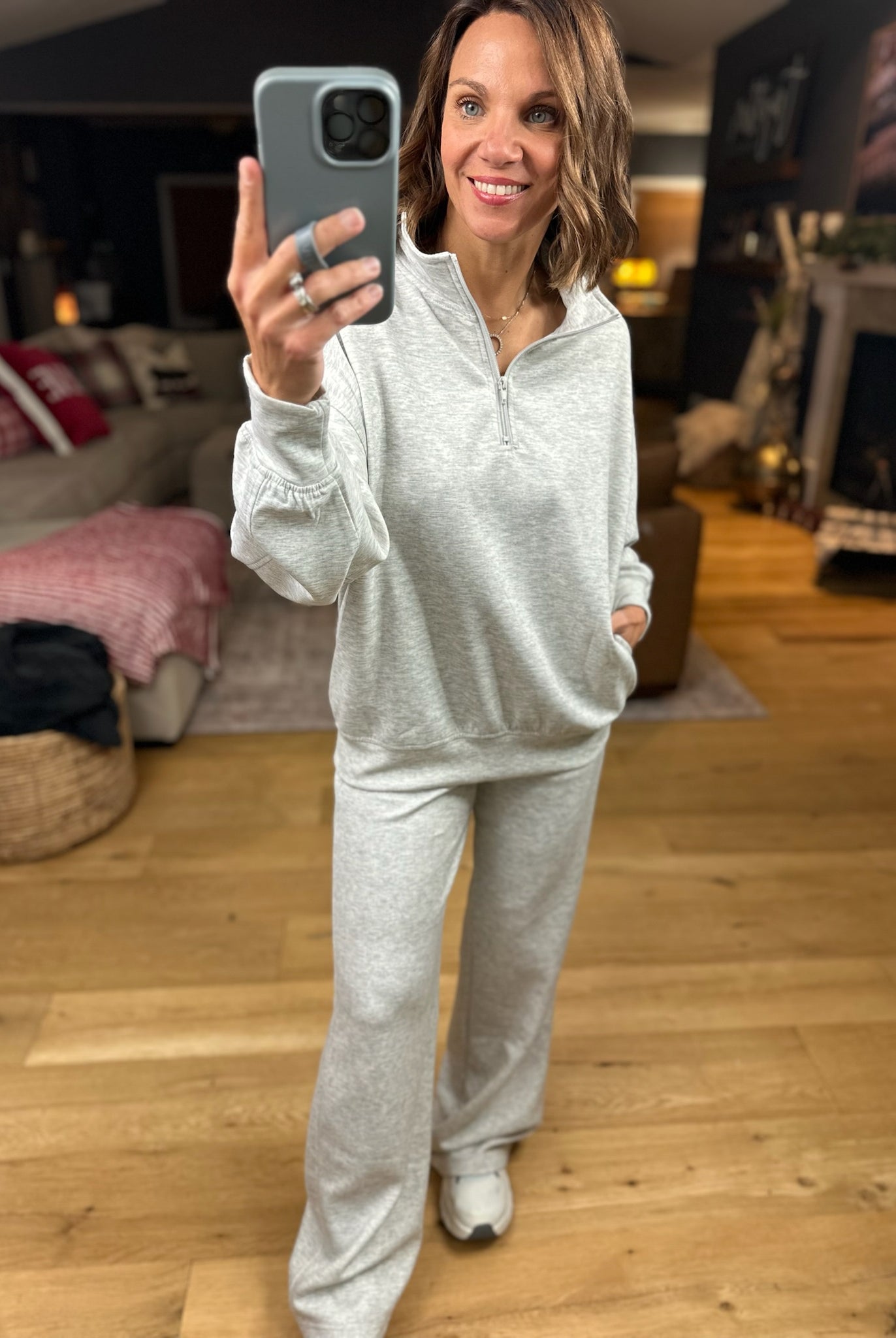 The Emma 3/4 Zip Pullover + Pant Set-Sweaters-Zenana-Anna Kaytes Boutique, Women's Fashion Boutique in Grinnell, Iowa