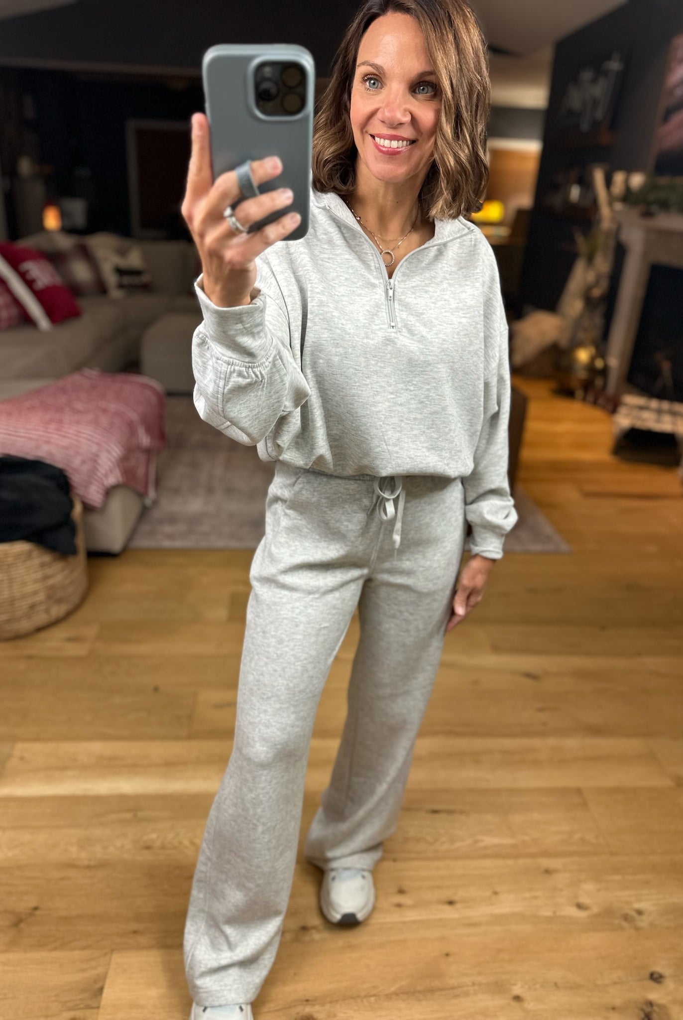 The Emma 3/4 Zip Pullover + Pant Set-Sweaters-Zenana-Anna Kaytes Boutique, Women's Fashion Boutique in Grinnell, Iowa