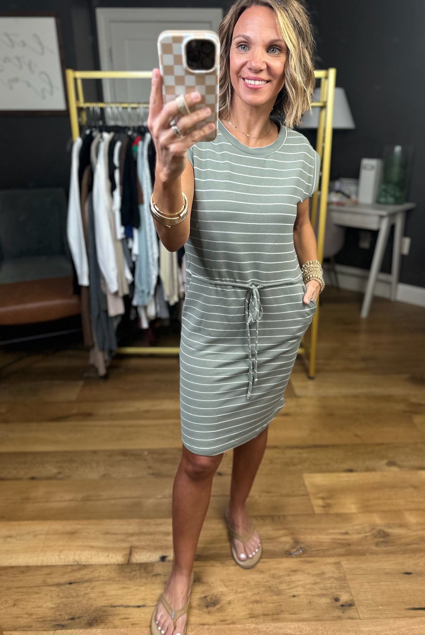The Maggie Striped Cinch-Waist Dress - Multiple Options-Staccato-Anna Kaytes Boutique, Women's Fashion Boutique in Grinnell, Iowa