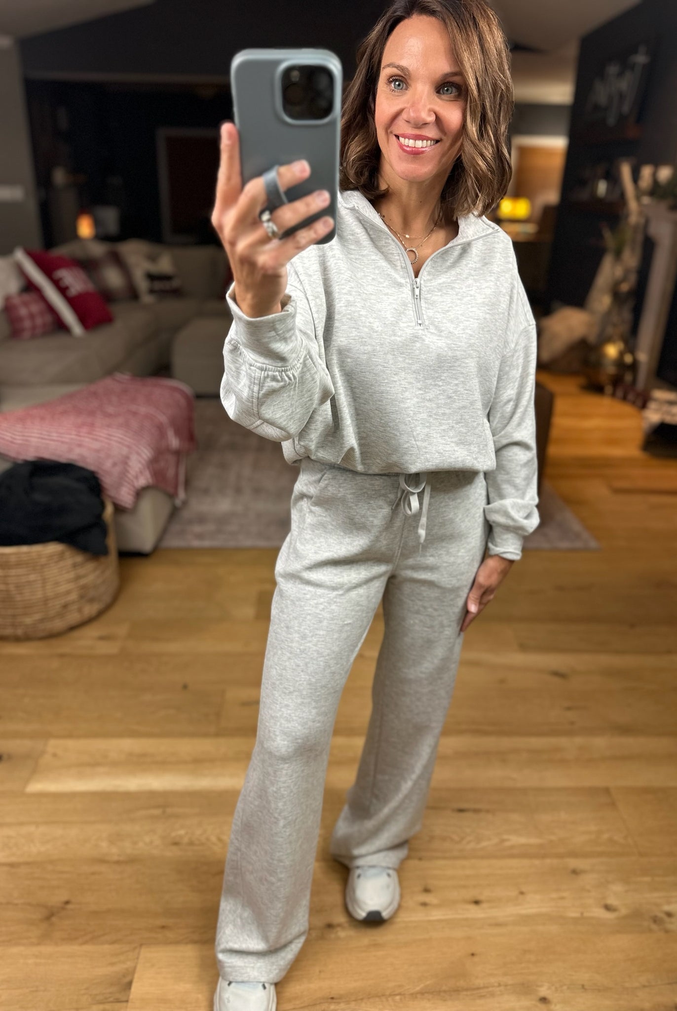 The Emma 3/4 Zip Pullover + Pant Set-Sweaters-Zenana-Anna Kaytes Boutique, Women's Fashion Boutique in Grinnell, Iowa