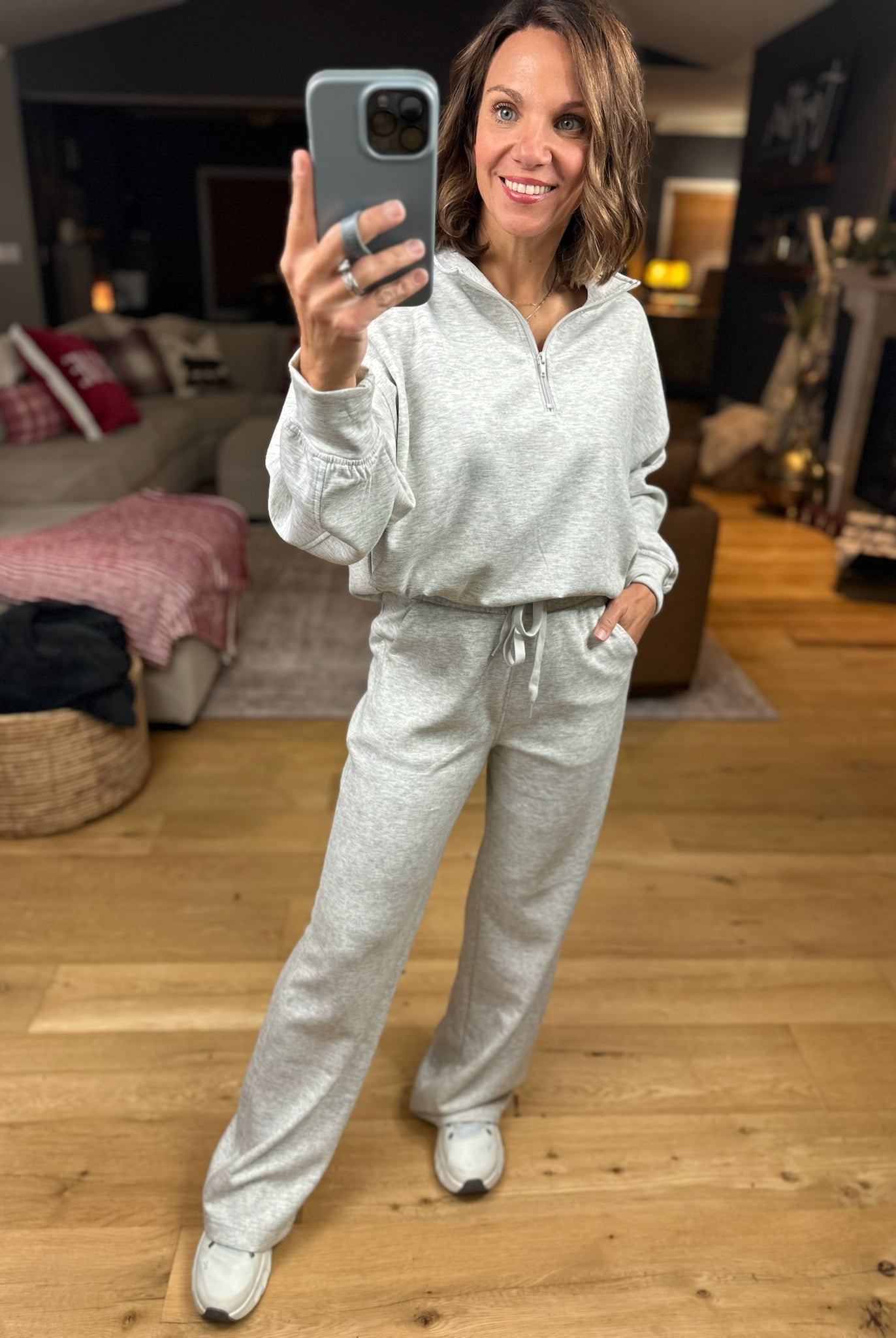 The Emma 3/4 Zip Pullover + Pant Set-Sweaters-Zenana-Anna Kaytes Boutique, Women's Fashion Boutique in Grinnell, Iowa