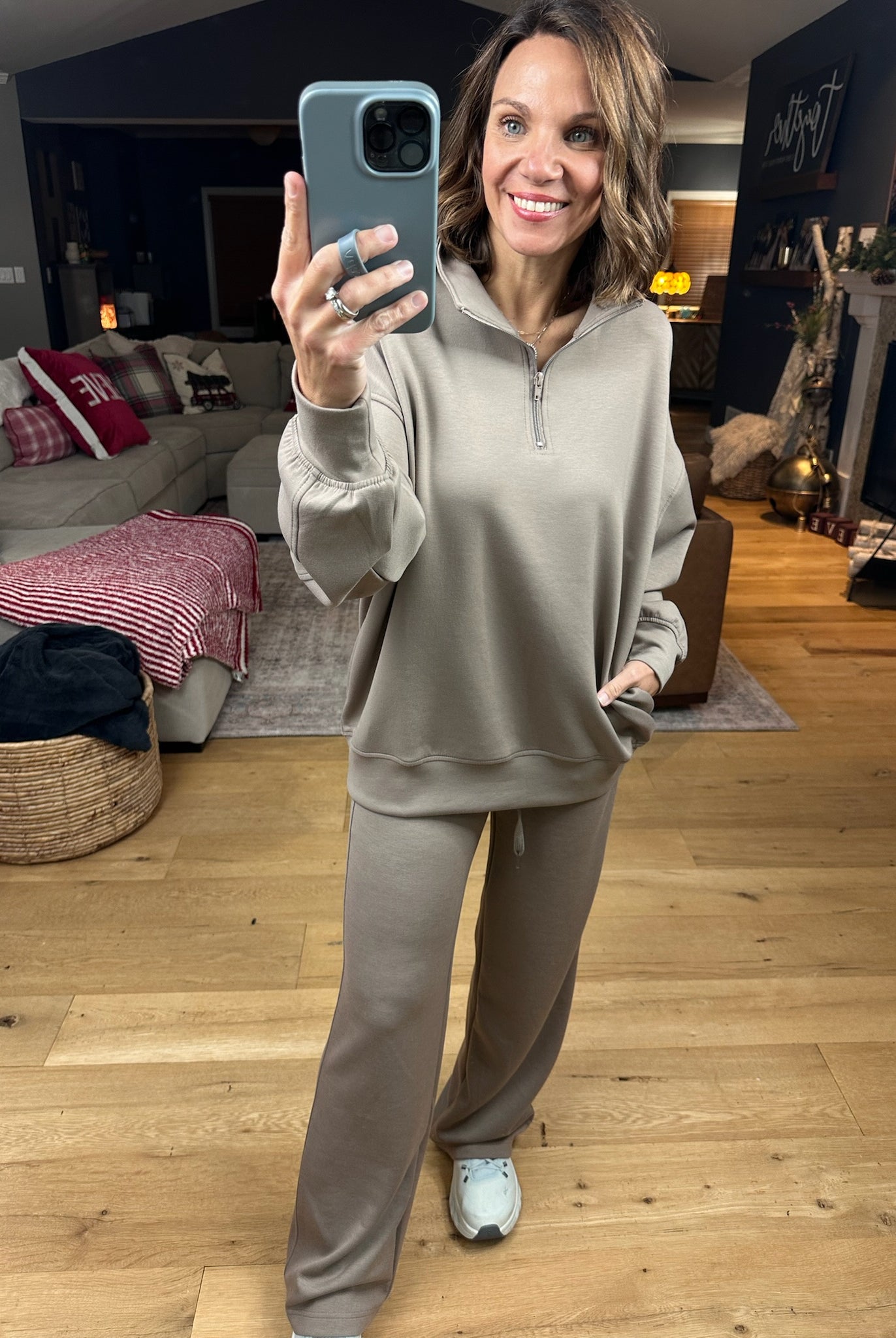The Emma 3/4 Zip Pullover + Pant Set-Sweaters-Zenana-Anna Kaytes Boutique, Women's Fashion Boutique in Grinnell, Iowa