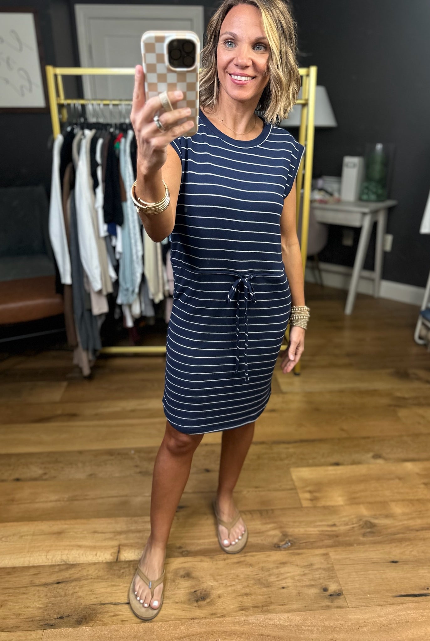The Maggie Striped Cinch-Waist Dress - Multiple Options-Staccato-Anna Kaytes Boutique, Women's Fashion Boutique in Grinnell, Iowa
