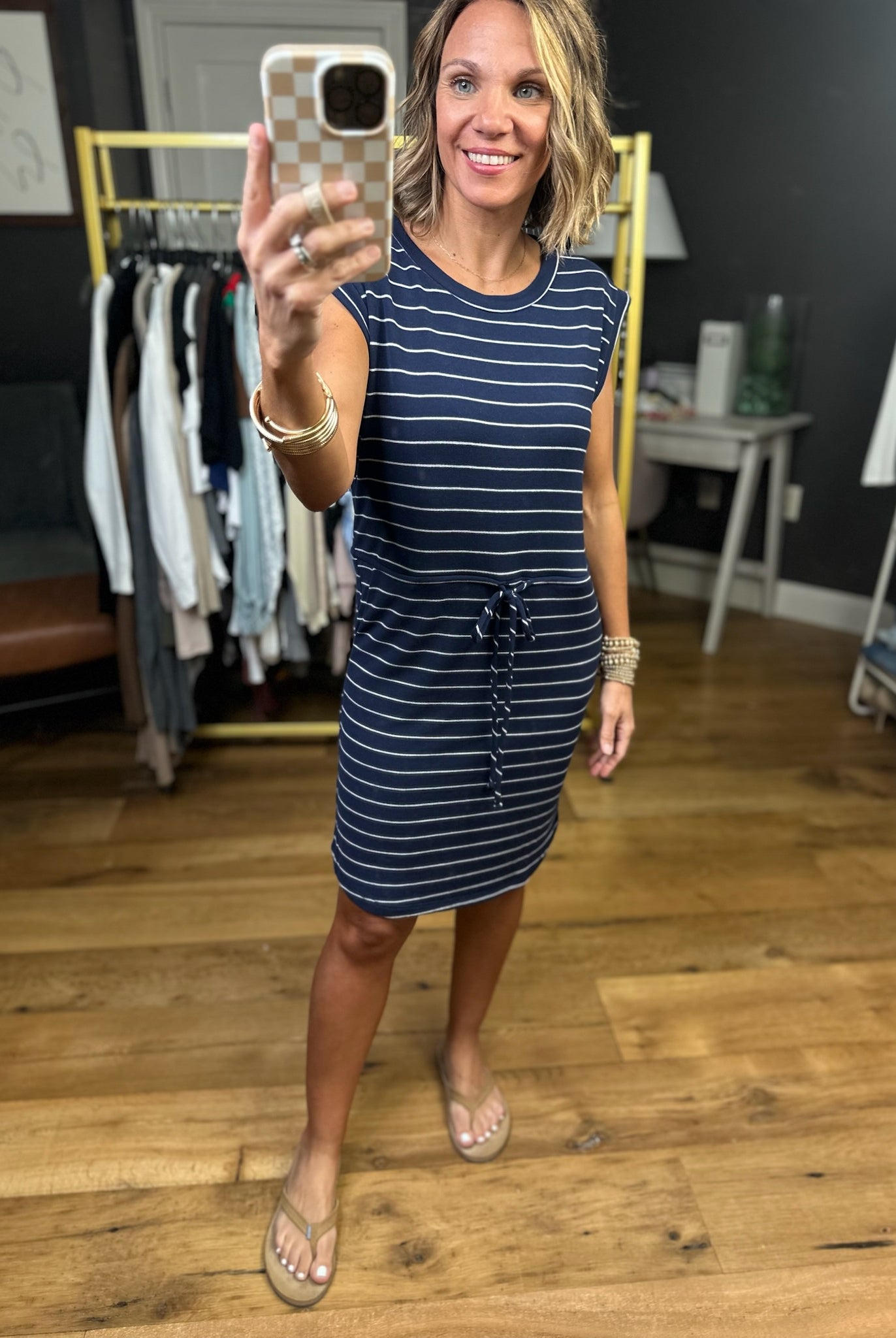 The Maggie Striped Cinch-Waist Dress - Multiple Options-Staccato-Anna Kaytes Boutique, Women's Fashion Boutique in Grinnell, Iowa