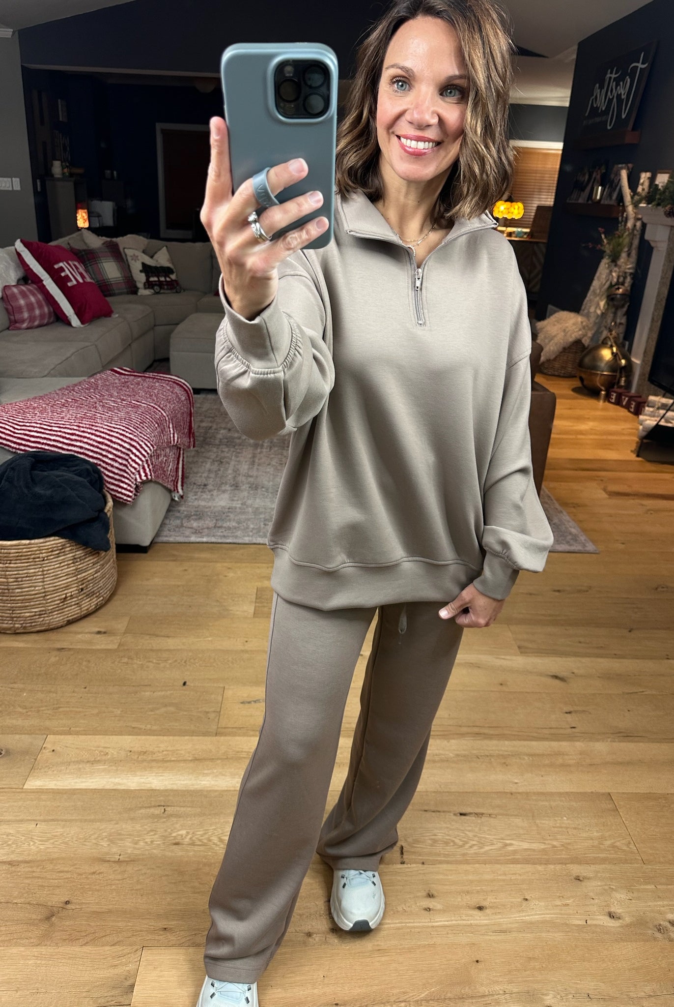 The Emma 3/4 Zip Pullover + Pant Set-Sweaters-Zenana-Anna Kaytes Boutique, Women's Fashion Boutique in Grinnell, Iowa