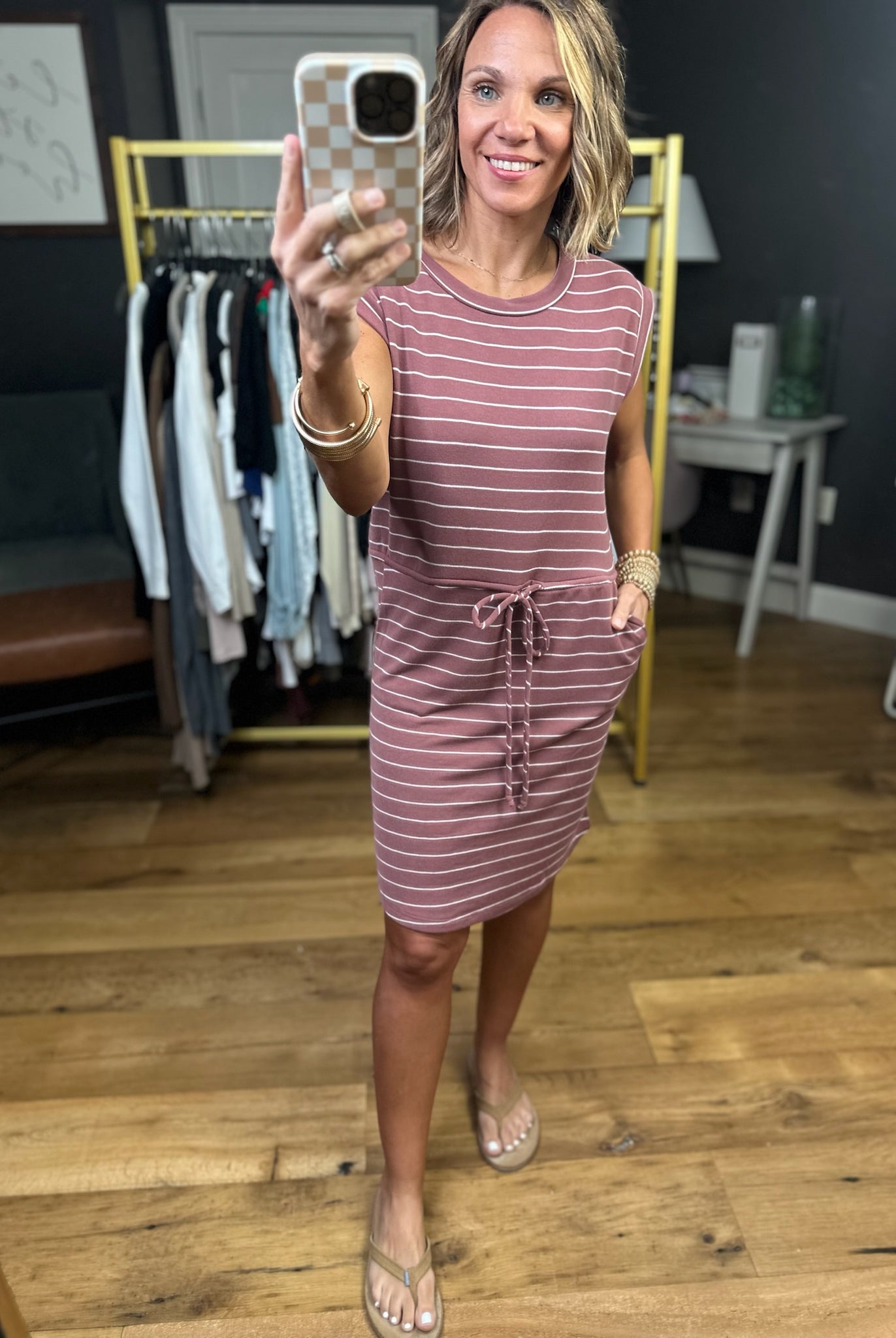 The Maggie Striped Cinch-Waist Dress - Multiple Options-Staccato-Anna Kaytes Boutique, Women's Fashion Boutique in Grinnell, Iowa