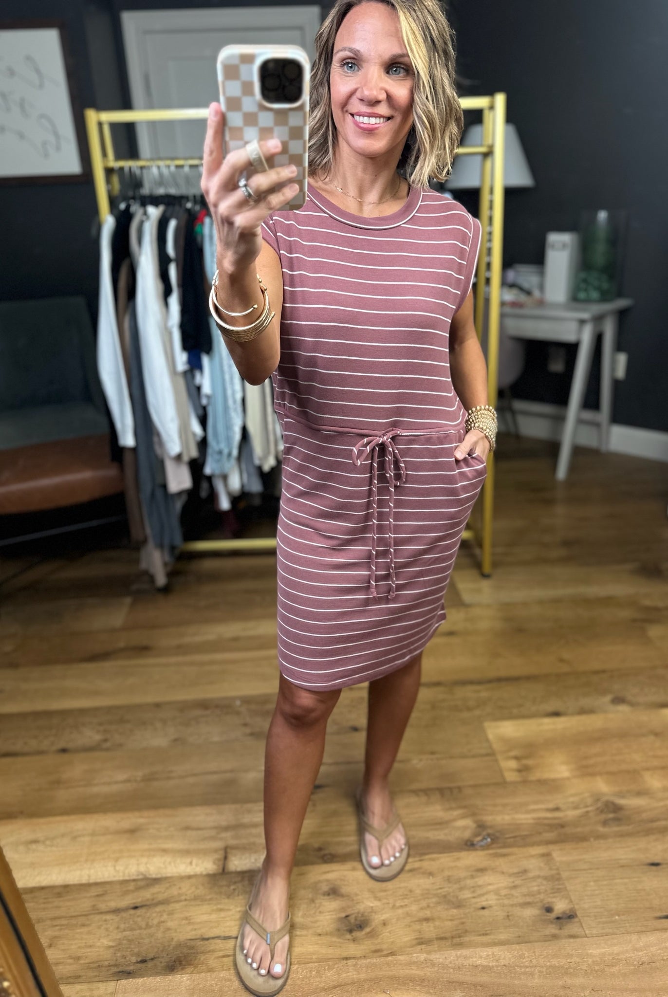 The Maggie Striped Cinch-Waist Dress - Multiple Options-Staccato-Anna Kaytes Boutique, Women's Fashion Boutique in Grinnell, Iowa