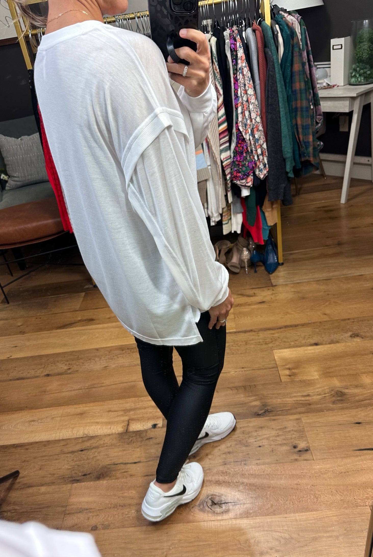 Details Matter Henley Long Sleeve With Pleated Detail Sleeve - Multiple Options-Long Sleeves-Wishlist wl22-7319-Anna Kaytes Boutique, Women's Fashion Boutique in Grinnell, Iowa