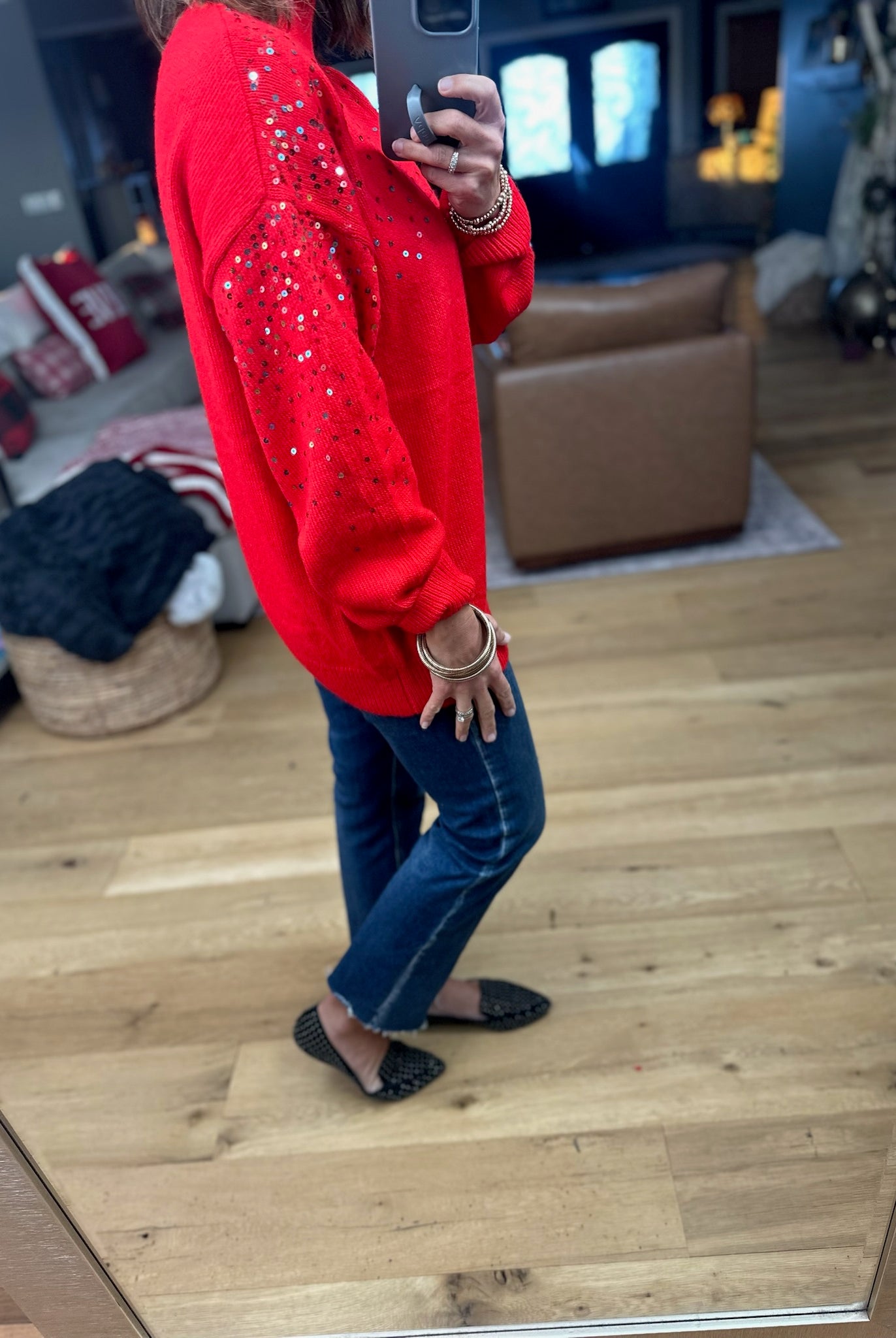 Sprinkle Of Sequin Turtle-Neck Sweater-Vine & Love-Anna Kaytes Boutique, Women's Fashion Boutique in Grinnell, Iowa