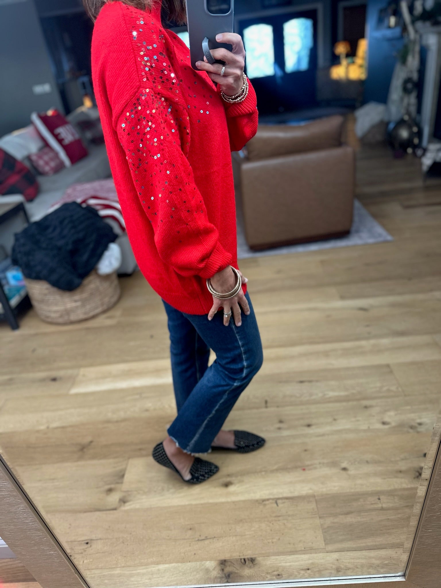 Sprinkle Of Sequin Turtle-Neck Sweater-Vine & Love-Anna Kaytes Boutique, Women's Fashion Boutique in Grinnell, Iowa