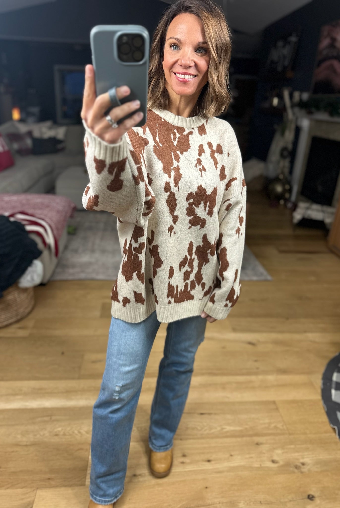 Spotted By You Printed Sweater-Sweaters-By Together-Anna Kaytes Boutique, Women's Fashion Boutique in Grinnell, Iowa