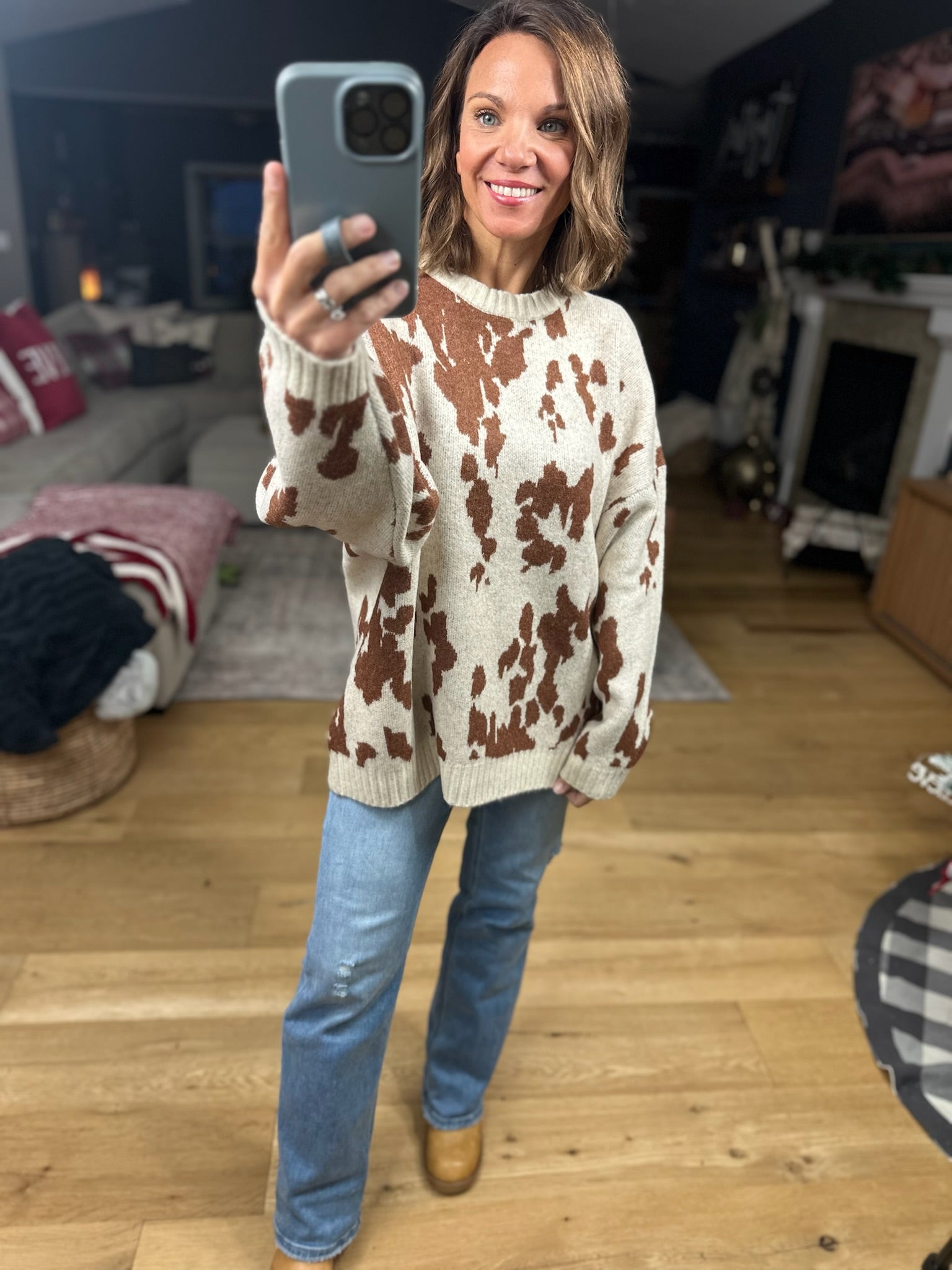 Spotted By You Printed Sweater-Sweaters-By Together-Anna Kaytes Boutique, Women's Fashion Boutique in Grinnell, Iowa